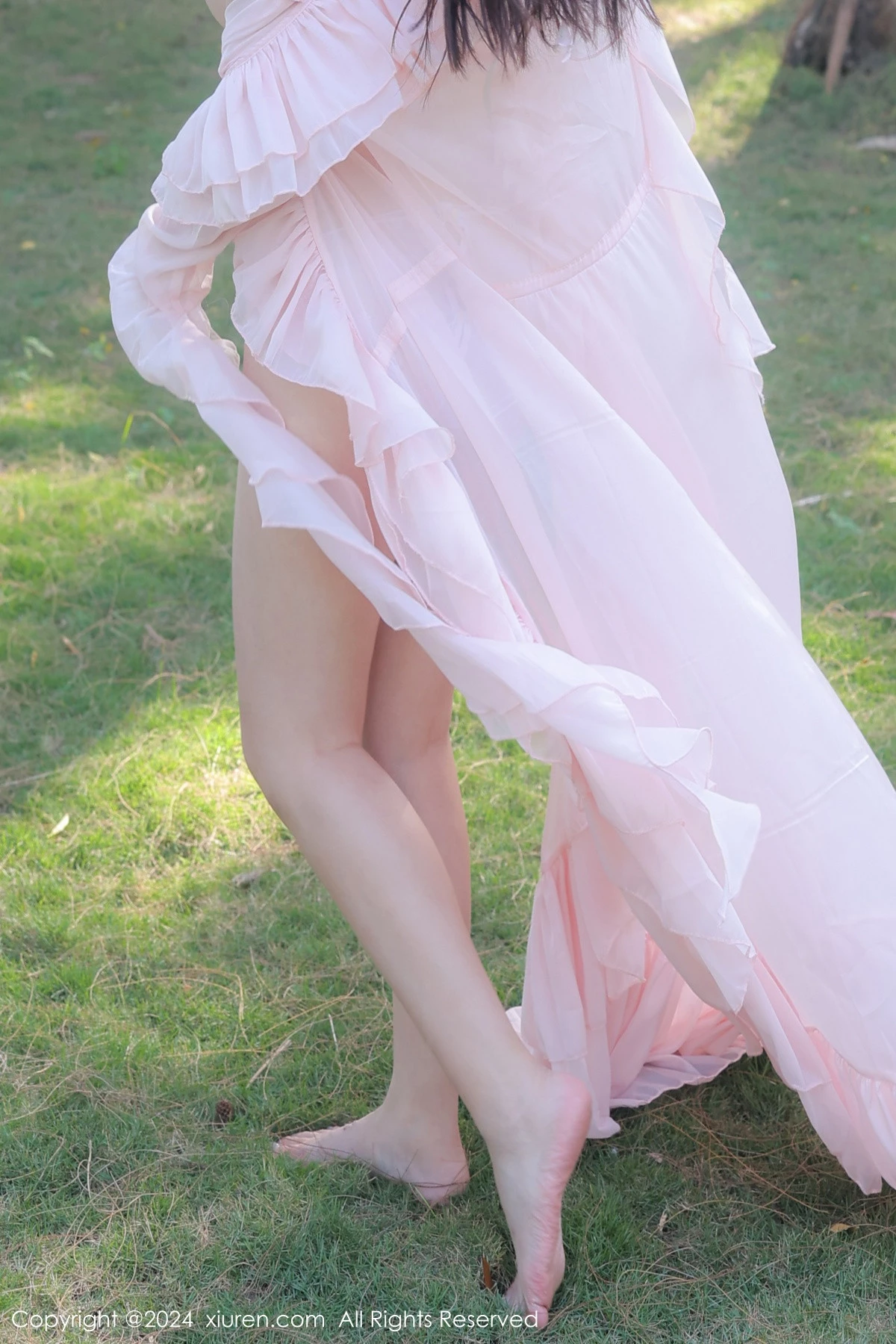 [[XiuRen秀人网]秀人网]No.8007_模特小薯条nienie户外性感粉色薄纱长裙半脱秀惹火身材诱惑写真59P