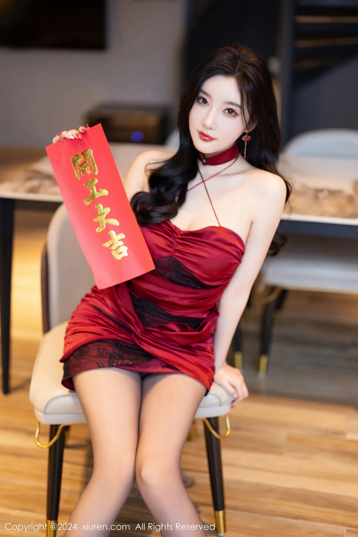 [[XiuRen秀人网]秀人网]No.8103_女神杨晨晨Yome性感连衣短裙+红色蕾丝内衣秀完美身材诱惑写真85P