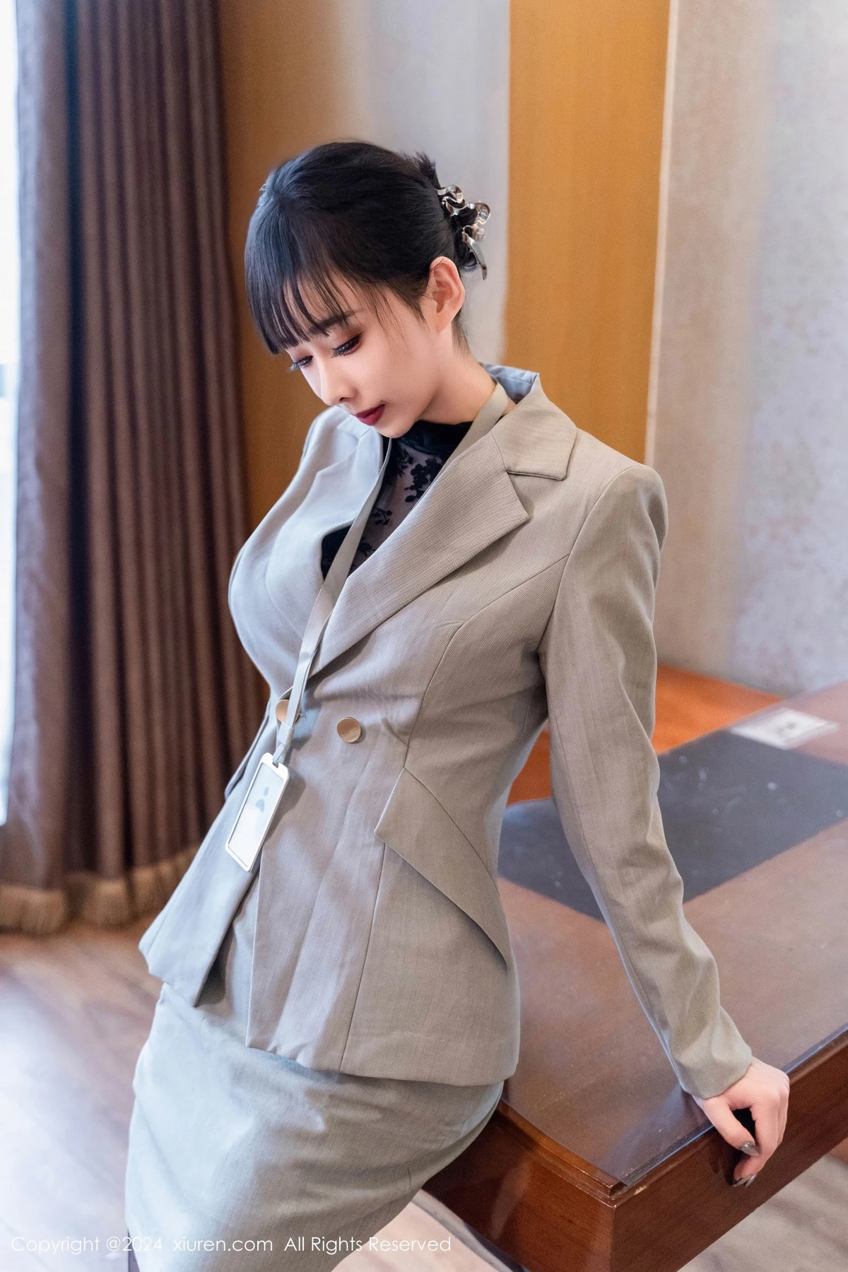 [[XiuRen秀人网]秀人网]No.8290_模特宝宝甜办公室OL制服露黑色缕空连体衣配超薄黑丝诱惑写真69P