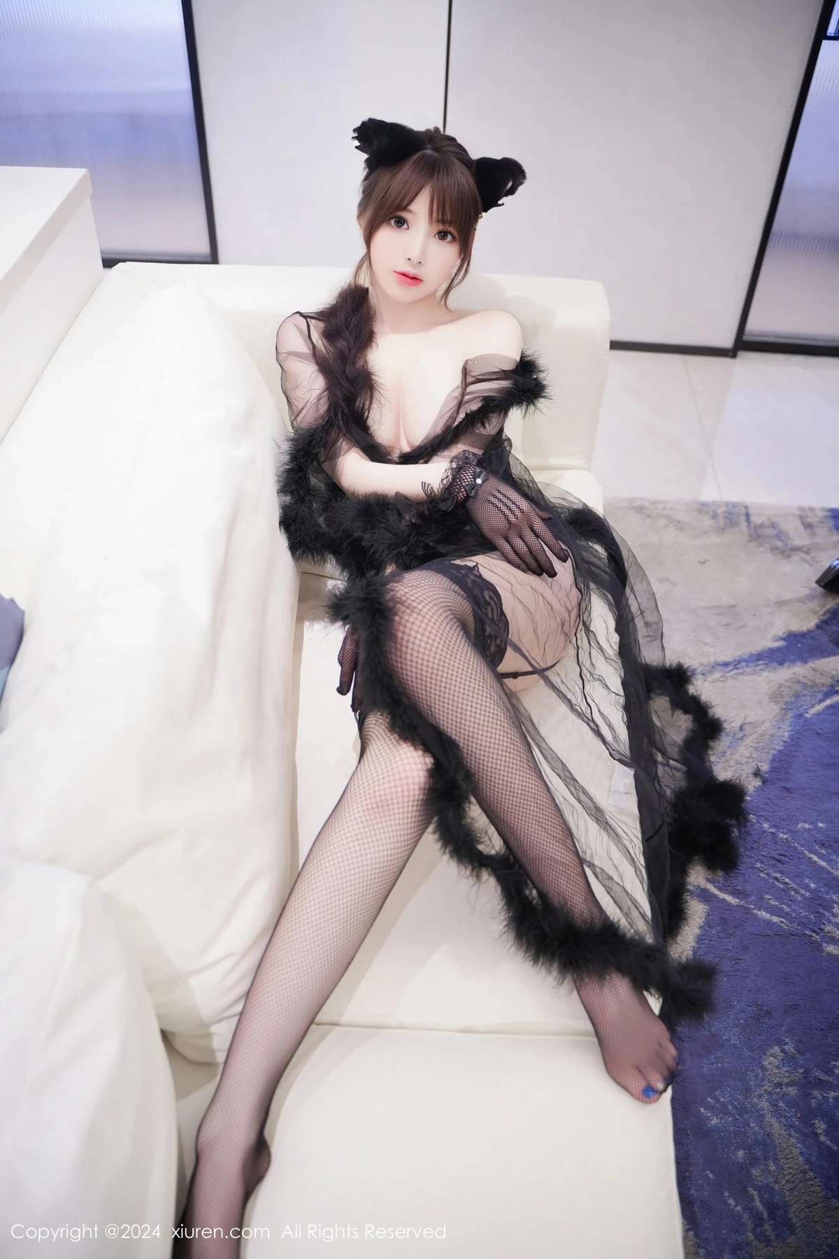 [[XiuRen秀人网]秀人网]No.8297_模特梦灵儿Mini性感黑色轻透薄纱蕾丝内衣配黑丝吊袜极致魅惑写真69P