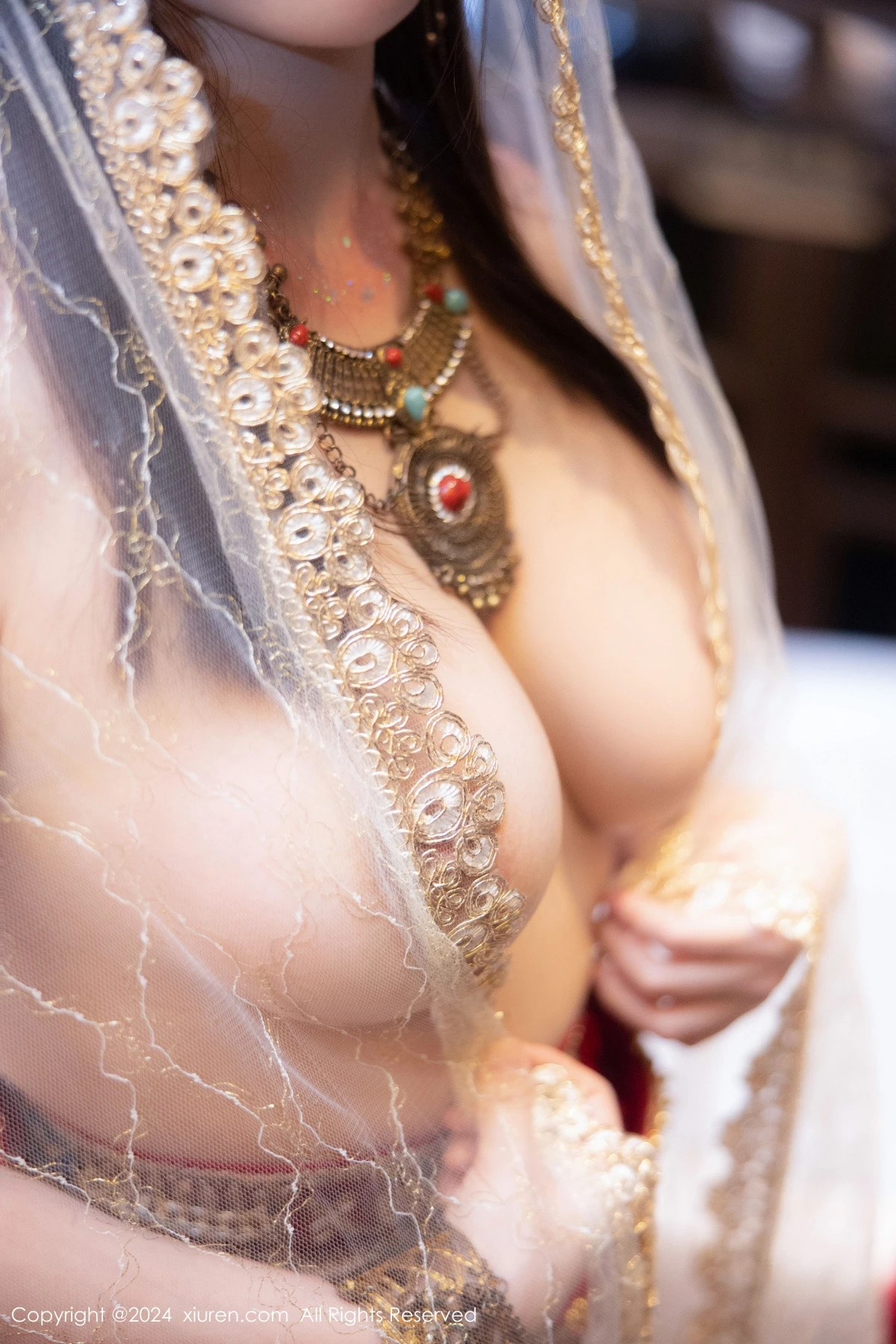 [[XiuRen秀人网]秀人网]No.8349_模特豆瓣酱性感红色薄纱西域服饰半脱秀丰腴身材撩人诱惑写真82P