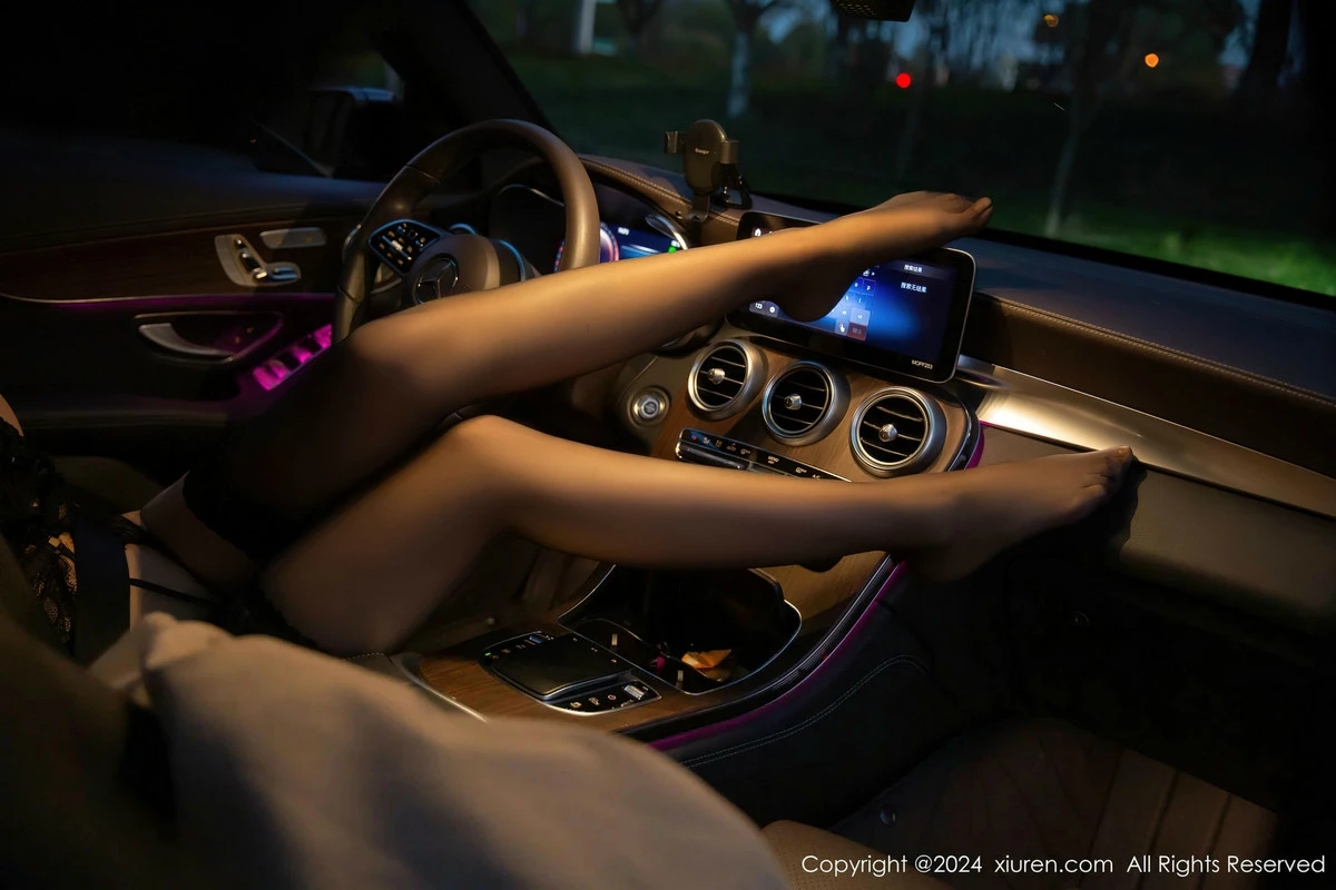 [[XiuRen秀人网]秀人网]No.8371_女神绮里嘉ula车内场景性感黑色蕾丝内衣配黑丝吊袜撩人诱惑写真77P