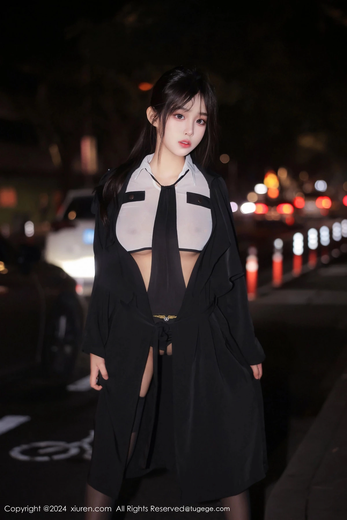 [[XiuRen秀人网]秀人网]No.8265_新人模特王心悦性感白色薄透情趣制服配黑丝吊袜撩人诱惑写真77P