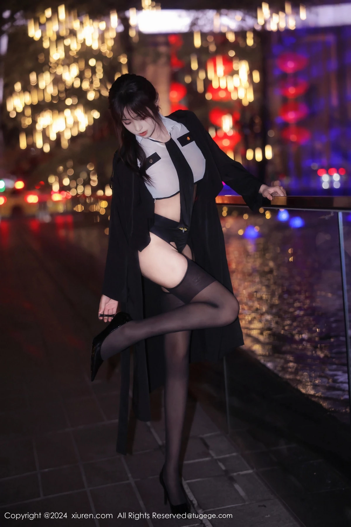 [[XiuRen秀人网]秀人网]No.8265_新人模特王心悦性感白色薄透情趣制服配黑丝吊袜撩人诱惑写真77P