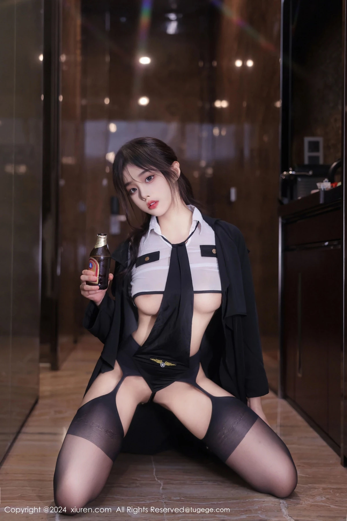 [[XiuRen秀人网]秀人网]No.8265_新人模特王心悦性感白色薄透情趣制服配黑丝吊袜撩人诱惑写真77P