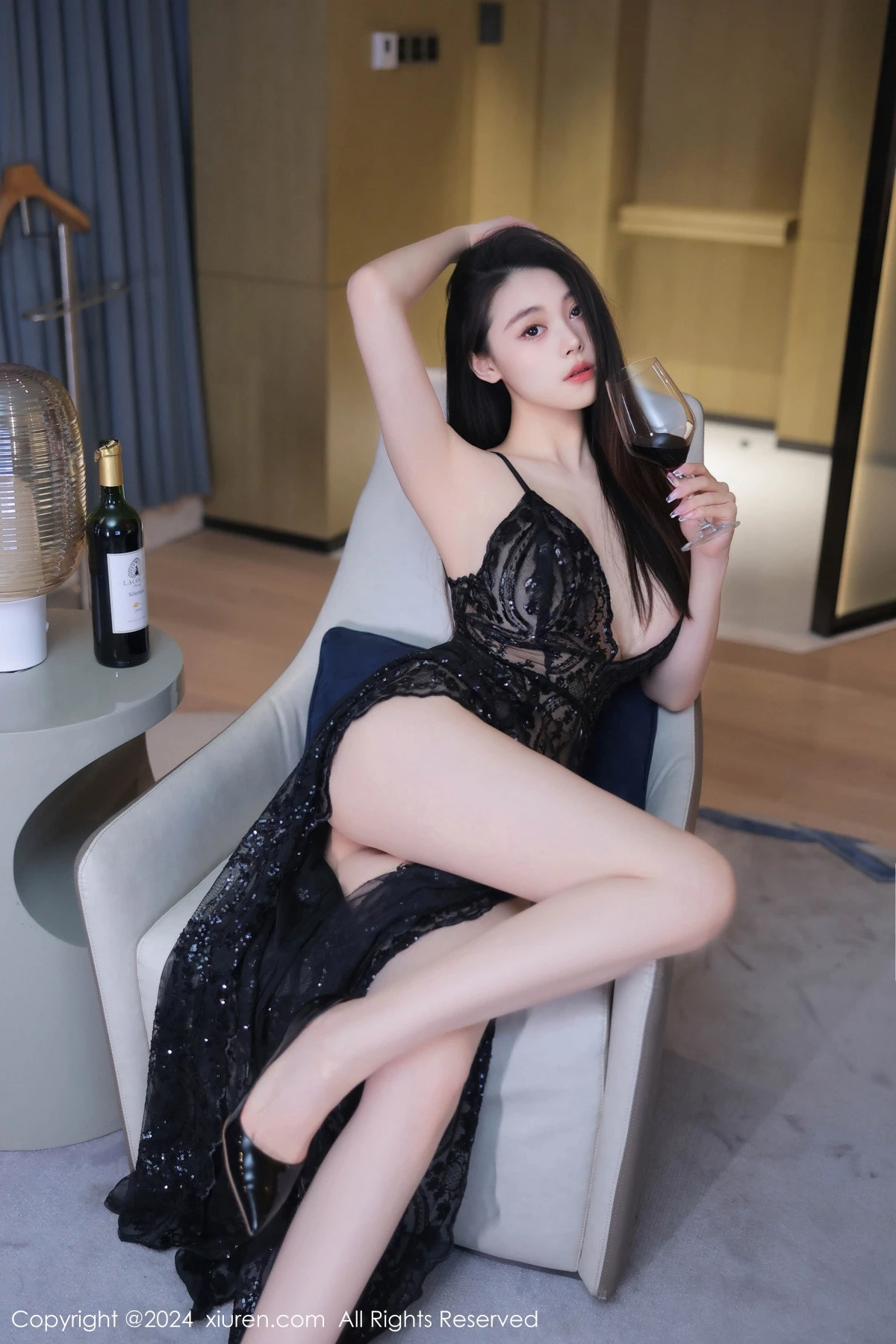 [[XiuRen秀人网]秀人网]No.8453_模特清妙浴室场景性感黑色轻透长裙半脱秀丰满身材撩人诱惑写真82P