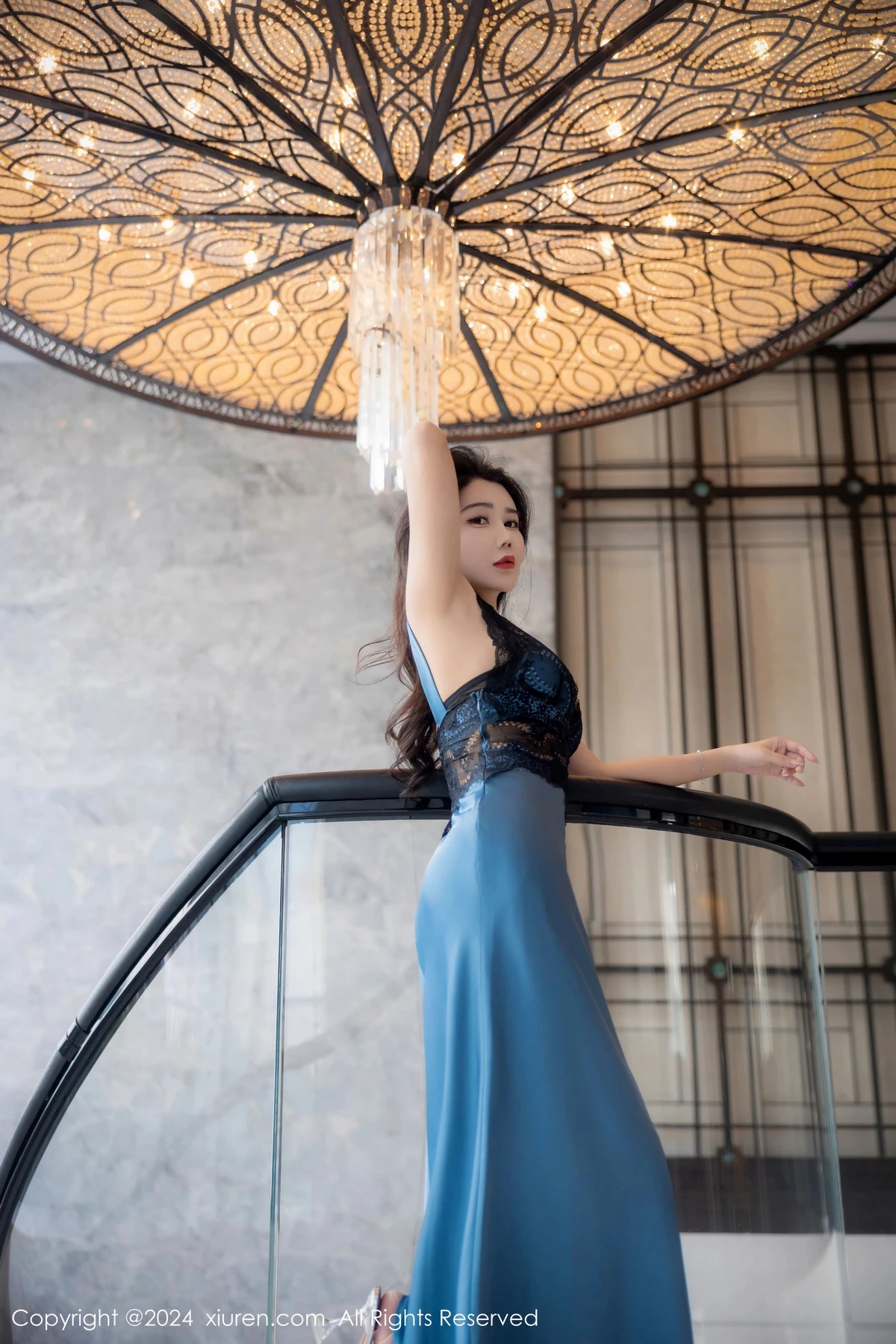 [[XiuRen秀人网]秀人网]No.8466_模特李若汐性感蓝黑色长裙露黑色情趣内衣秀完美身材诱惑写真81P