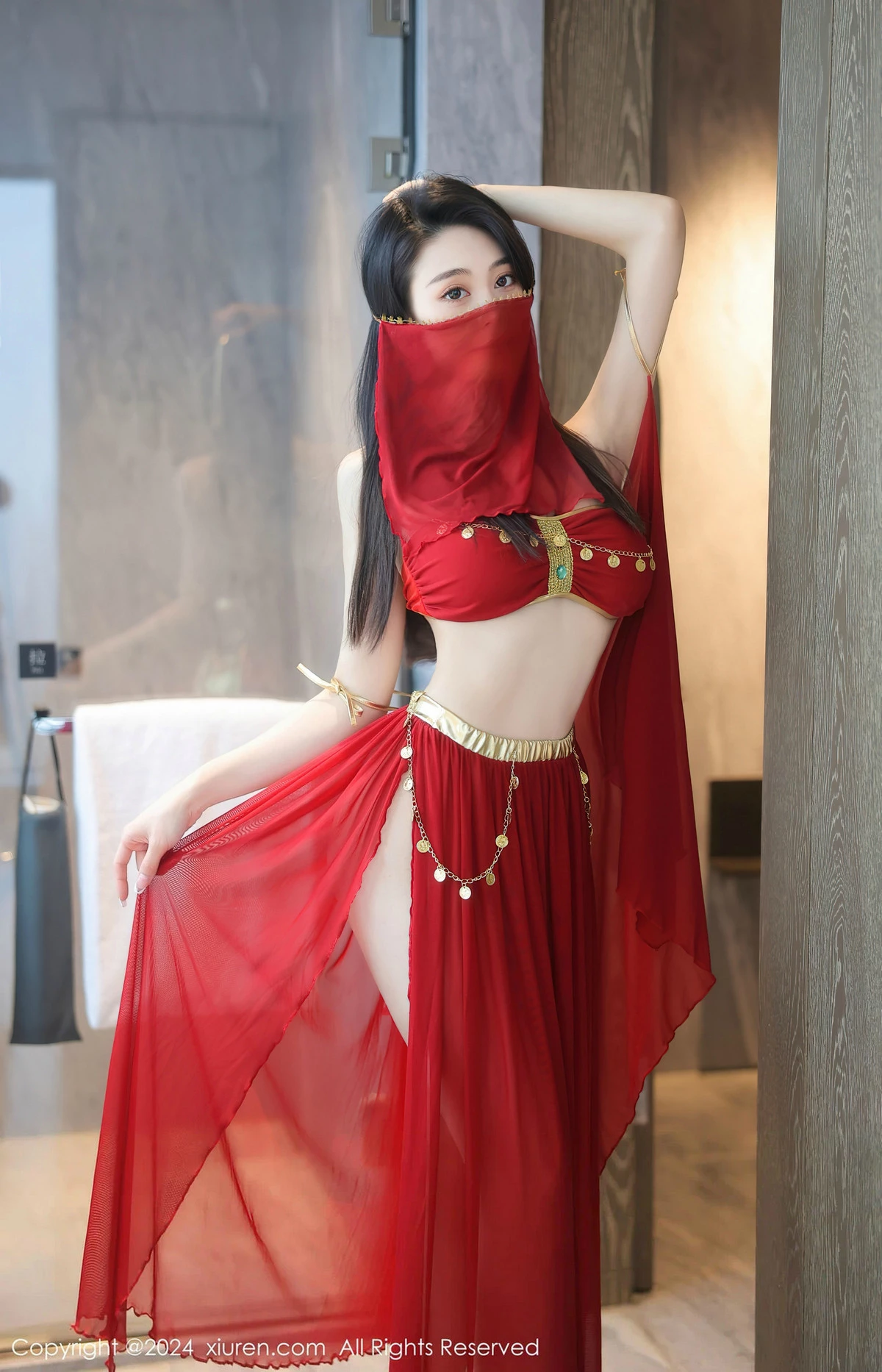 [[XiuRen秀人网]秀人网]No.8420_模特清妙异域舞娘装扮性感红色舞裙秀曼妙身姿修长美腿迷人写真93P