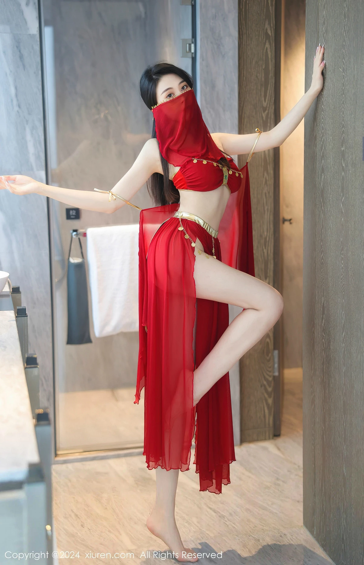 [[XiuRen秀人网]秀人网]No.8420_模特清妙异域舞娘装扮性感红色舞裙秀曼妙身姿修长美腿迷人写真93P