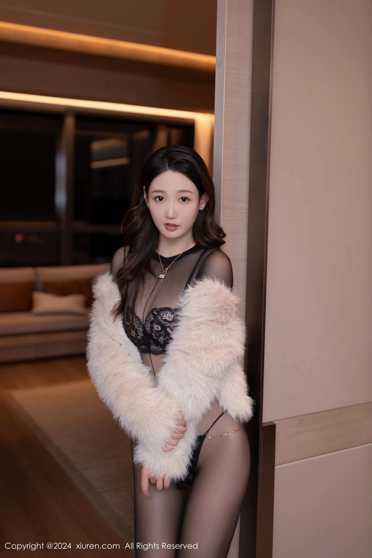 [[XiuRen秀人网]秀人网]No.8433_模特唐安琪性感黑色蕾丝内衣配超薄连体黑丝秀曼妙身姿诱惑写真80P