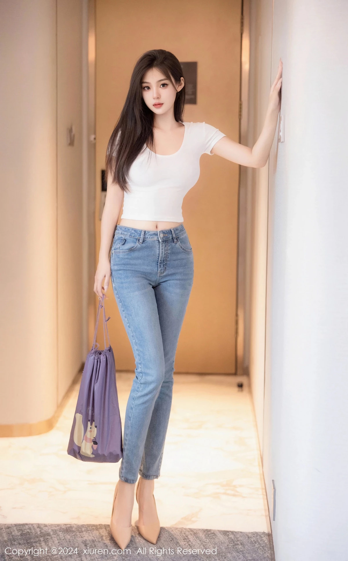 [[XiuRen秀人网]秀人网]No.8467_新人模特周周不吃香菜性感白T配牛仔裤秀完美身姿迷人诱惑写真87P