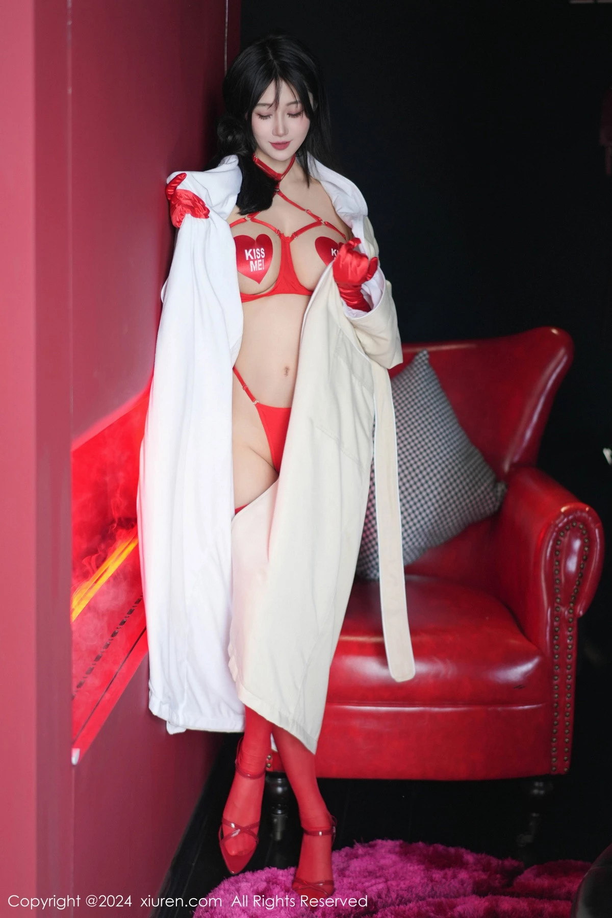 [[XiuRen秀人网]秀人网]No.8555_模特laura阿姣性感红色情趣内衣配红色丝袜秀曼妙身姿诱惑写真95P