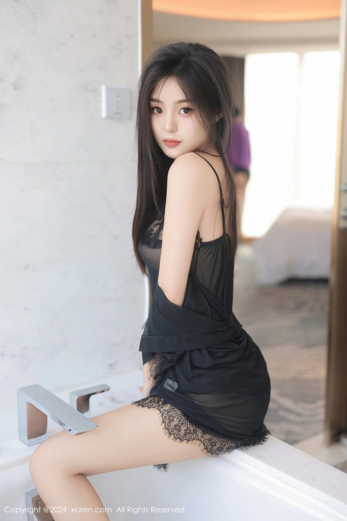 [[XiuRen秀人网]秀人网]No.8550_模特周周不吃香菜性感黑色轻透服饰露黑色情趣内衣惹火诱惑写真85P