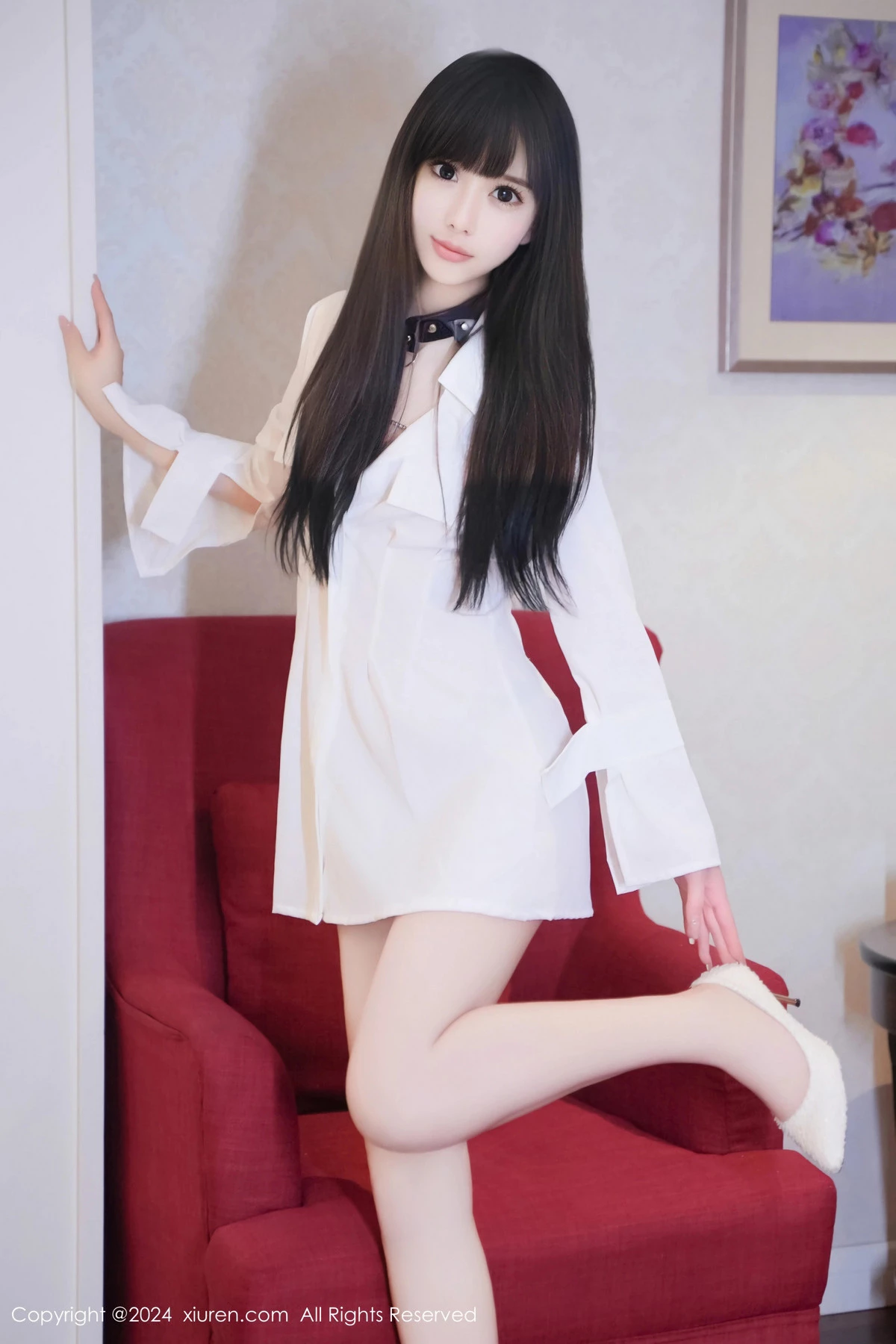 [[XiuRen秀人网]秀人网]No.8573_模特沐言yanyan性感白色T恤露黑色情趣服饰秀柔美身姿诱惑写真78P