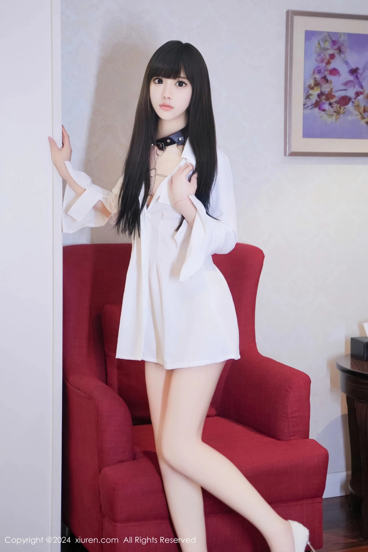 [[XiuRen秀人网]秀人网]No.8573_模特沐言yanyan性感白色T恤露黑色情趣服饰秀柔美身姿诱惑写真78P