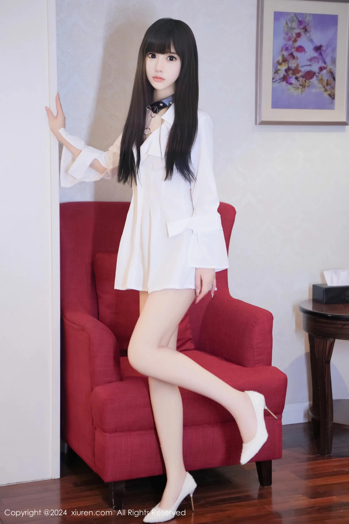 [[XiuRen秀人网]秀人网]No.8573_模特沐言yanyan性感白色T恤露黑色情趣服饰秀柔美身姿诱惑写真78P