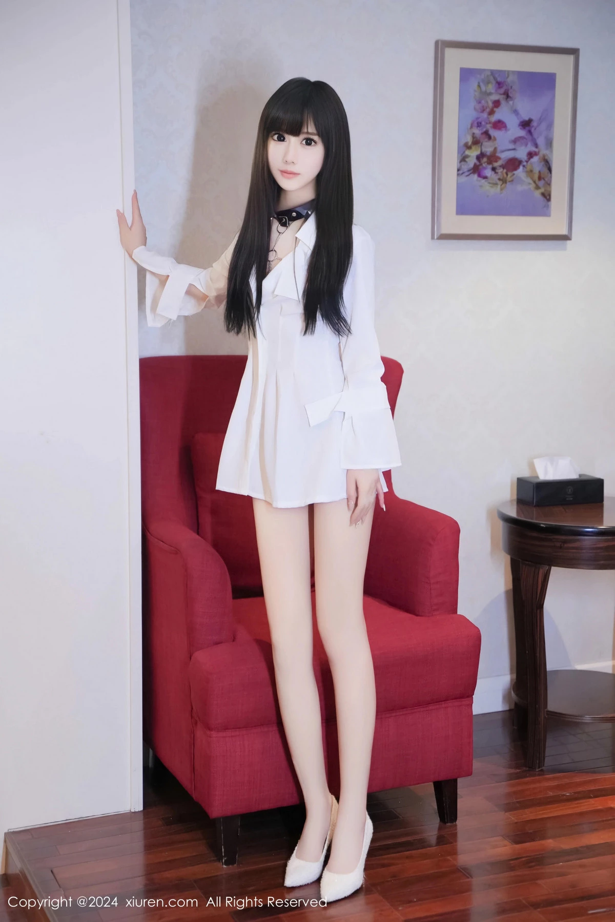 [[XiuRen秀人网]秀人网]No.8573_模特沐言yanyan性感白色T恤露黑色情趣服饰秀柔美身姿诱惑写真78P