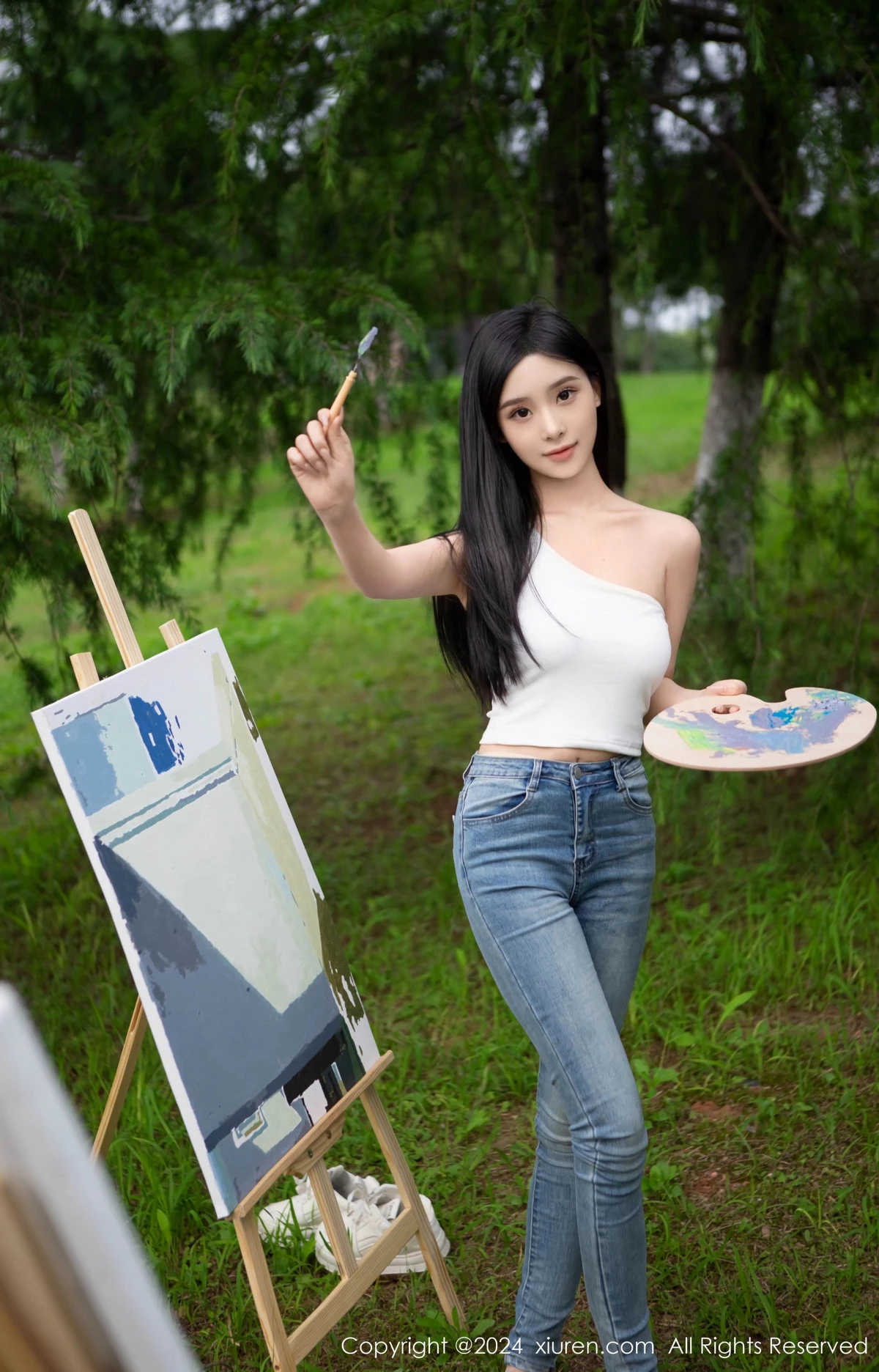 [[XiuRen秀人网]秀人网]No.8638_模特合集豆瓣酱户外性感白T配牛仔裤露超薄丝袜秀美腿诱惑写真73P