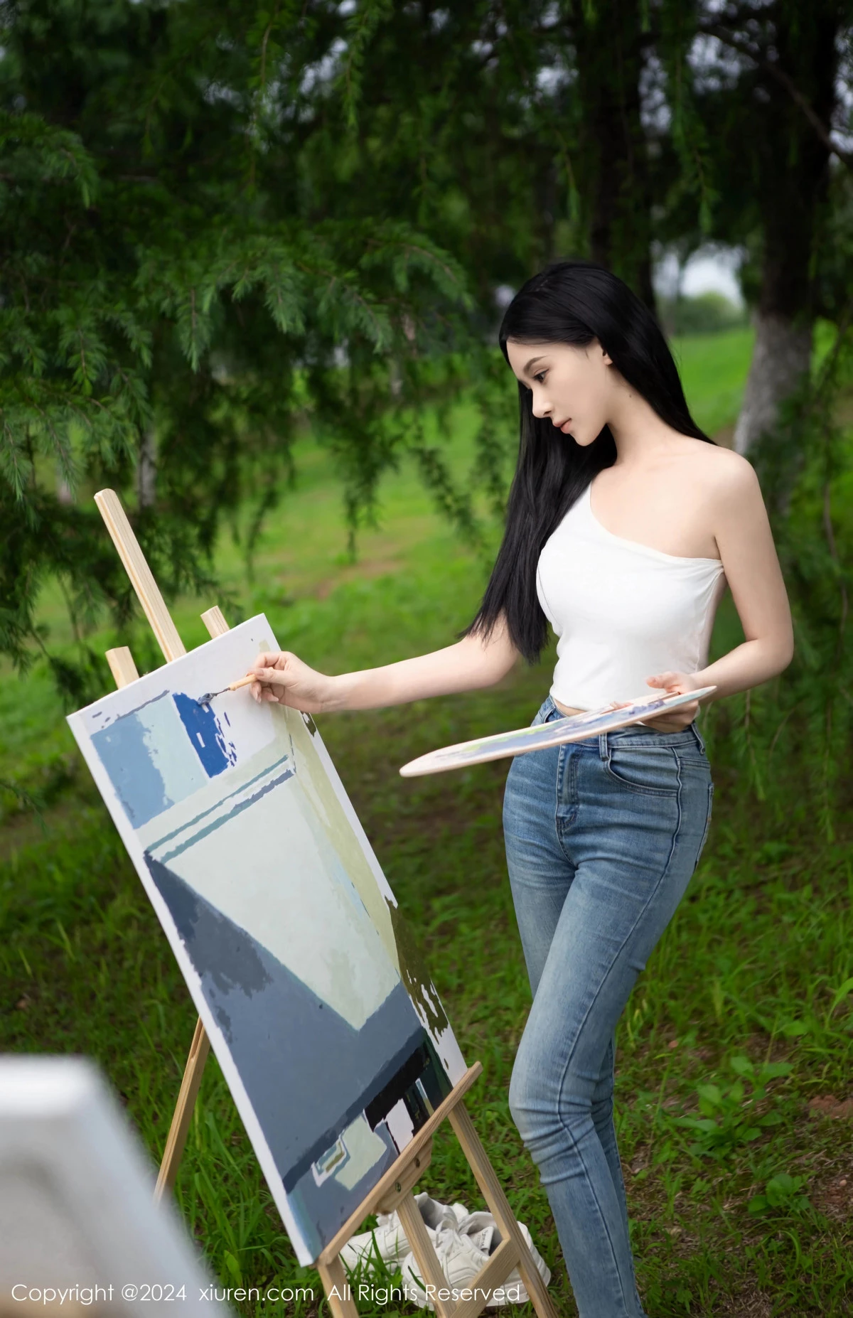 [[XiuRen秀人网]秀人网]No.8638_模特合集豆瓣酱户外性感白T配牛仔裤露超薄丝袜秀美腿诱惑写真73P