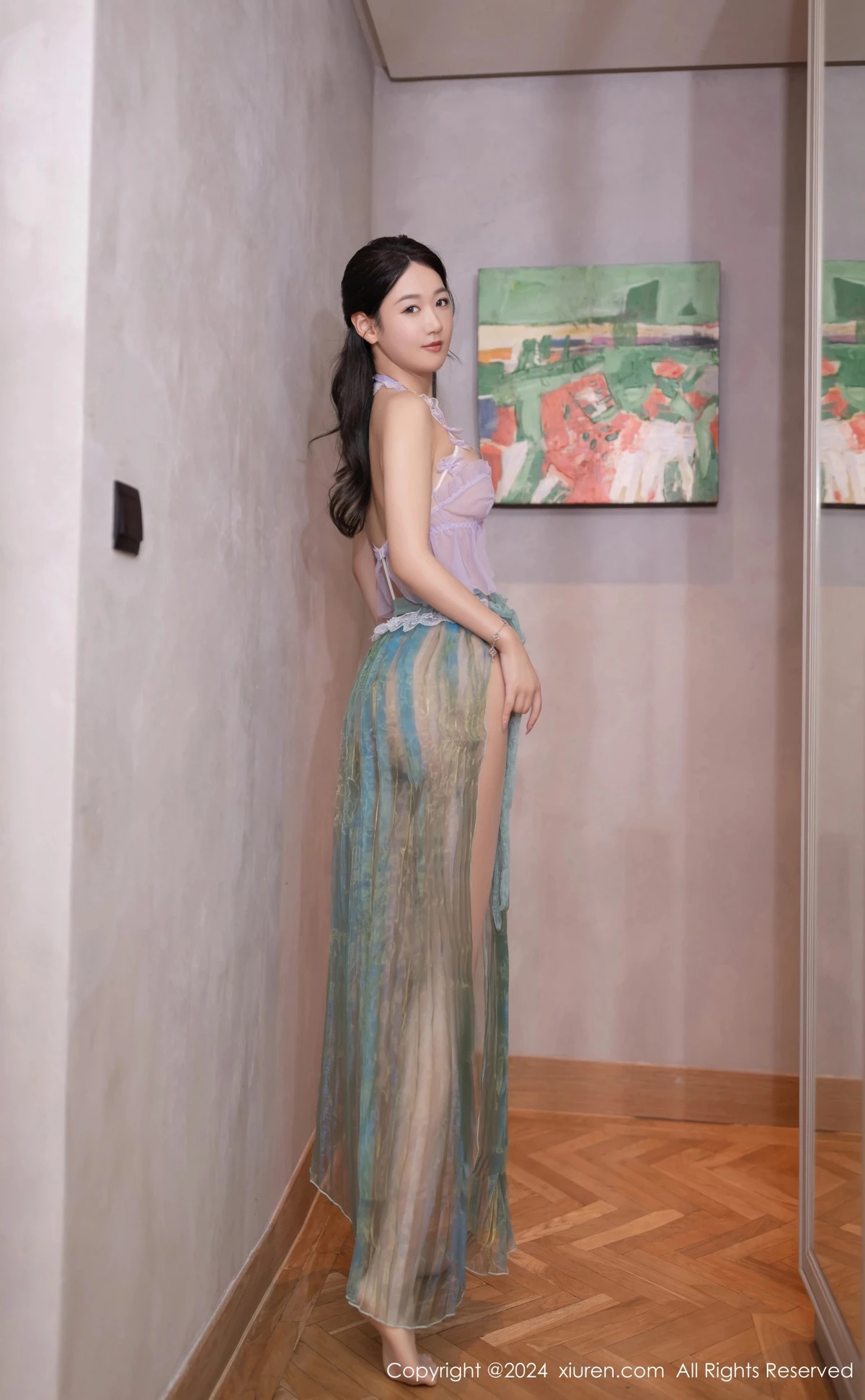 [[XiuRen秀人网]秀人网]No.8644_模特唐安琪性感浅色轻透古风服饰配超薄肉丝秀曼妙身姿诱惑写真80P