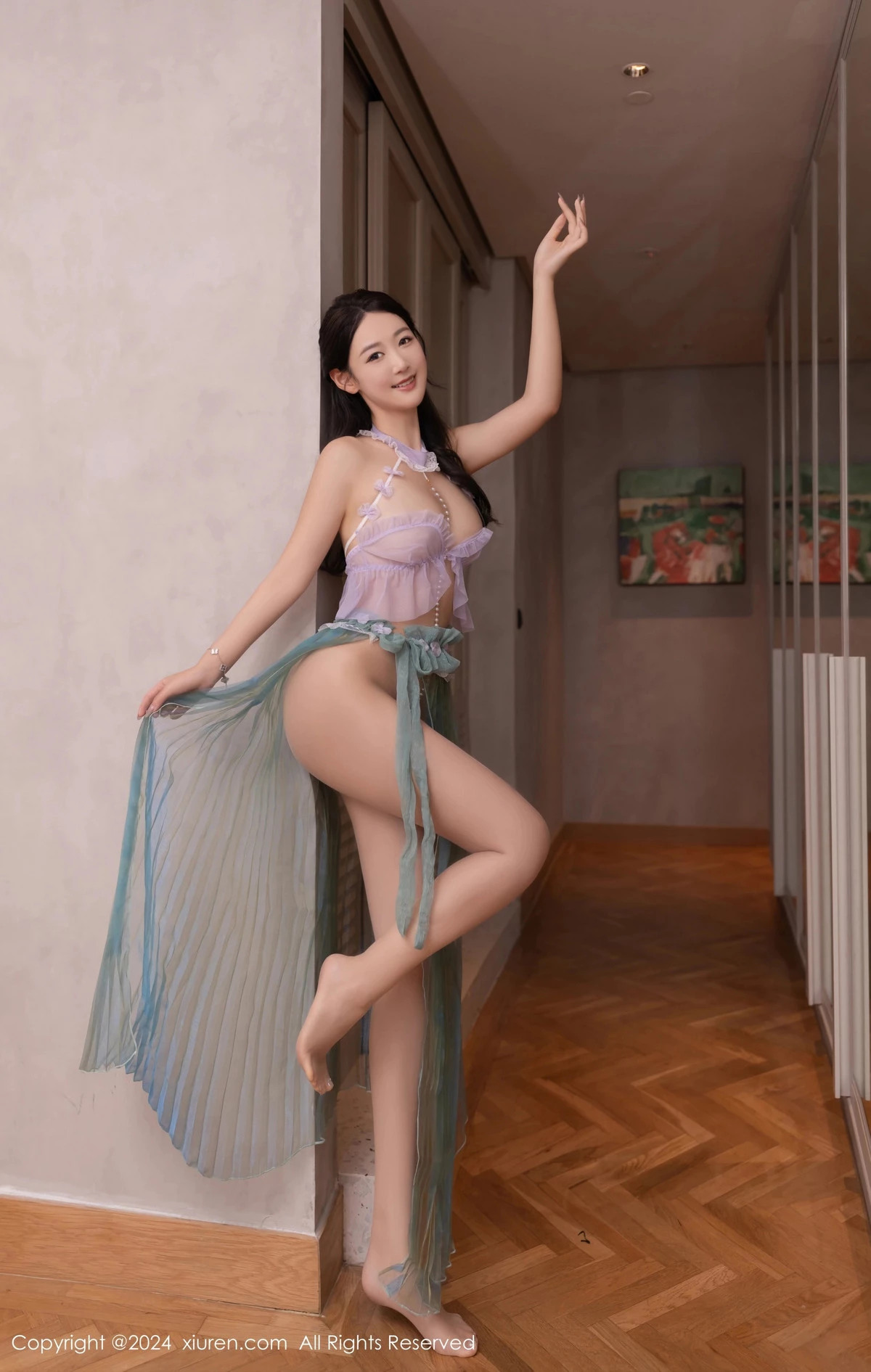 [[XiuRen秀人网]秀人网]No.8644_模特唐安琪性感浅色轻透古风服饰配超薄肉丝秀曼妙身姿诱惑写真80P