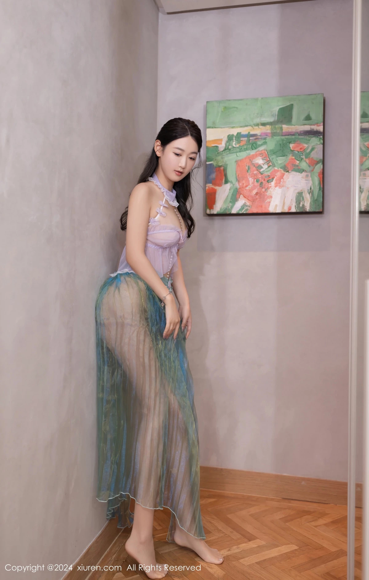 [[XiuRen秀人网]秀人网]No.8644_模特唐安琪性感浅色轻透古风服饰配超薄肉丝秀曼妙身姿诱惑写真80P