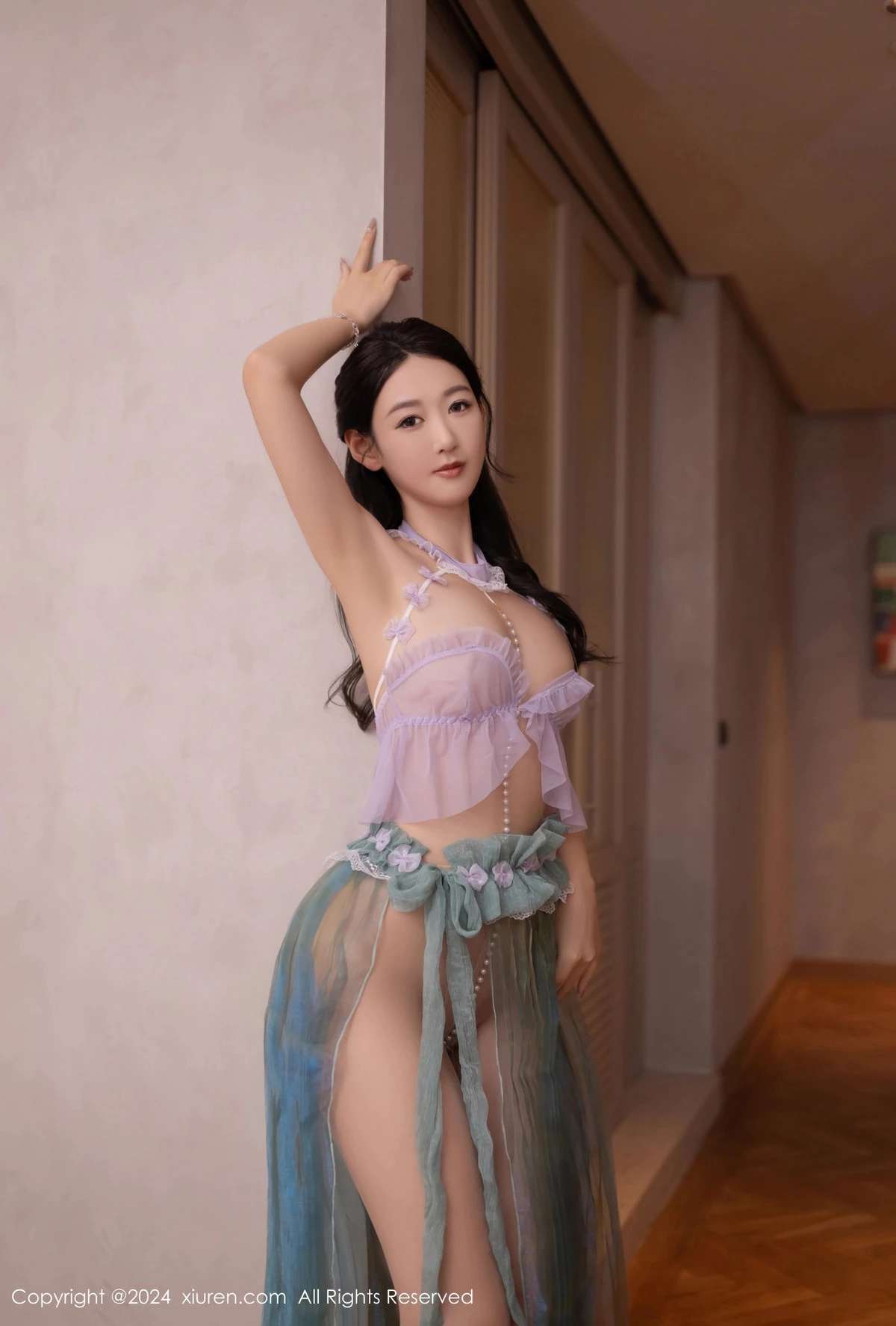 [[XiuRen秀人网]秀人网]No.8644_模特唐安琪性感浅色轻透古风服饰配超薄肉丝秀曼妙身姿诱惑写真80P