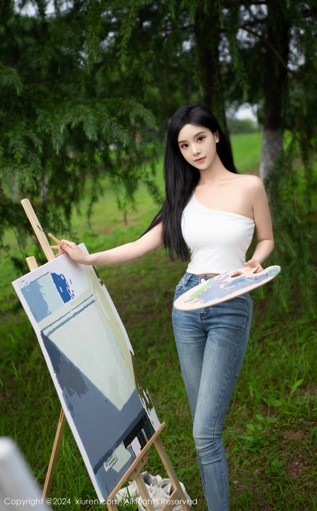 [[XiuRen秀人网]秀人网]No.8638_模特合集豆瓣酱户外性感白T配牛仔裤露超薄丝袜秀美腿诱惑写真73P