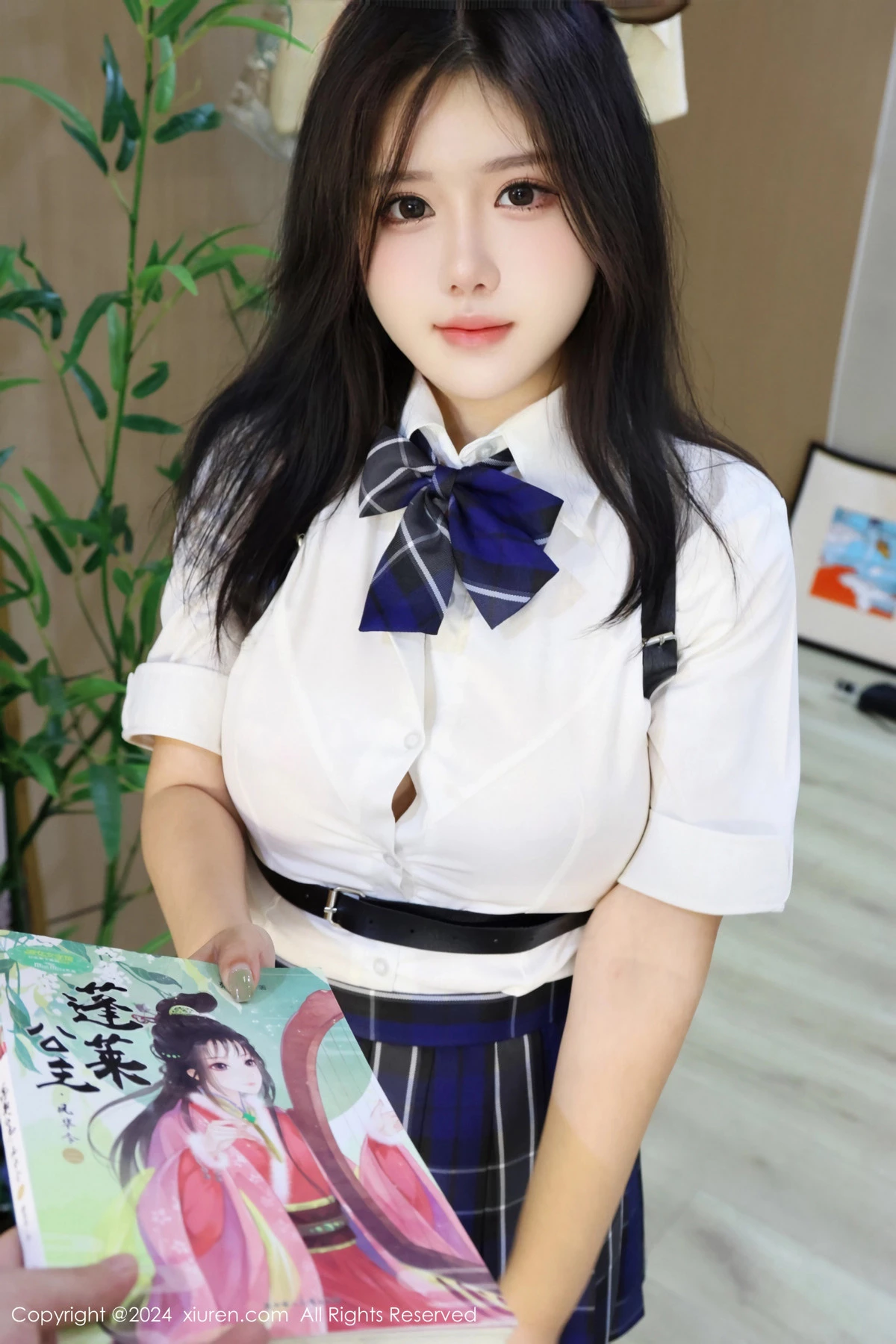 [[XiuRen秀人网]秀人网]No.8637_模特小薯条nienie图书馆场景JK制服配黑丝袜秀完美身材诱惑写真80P