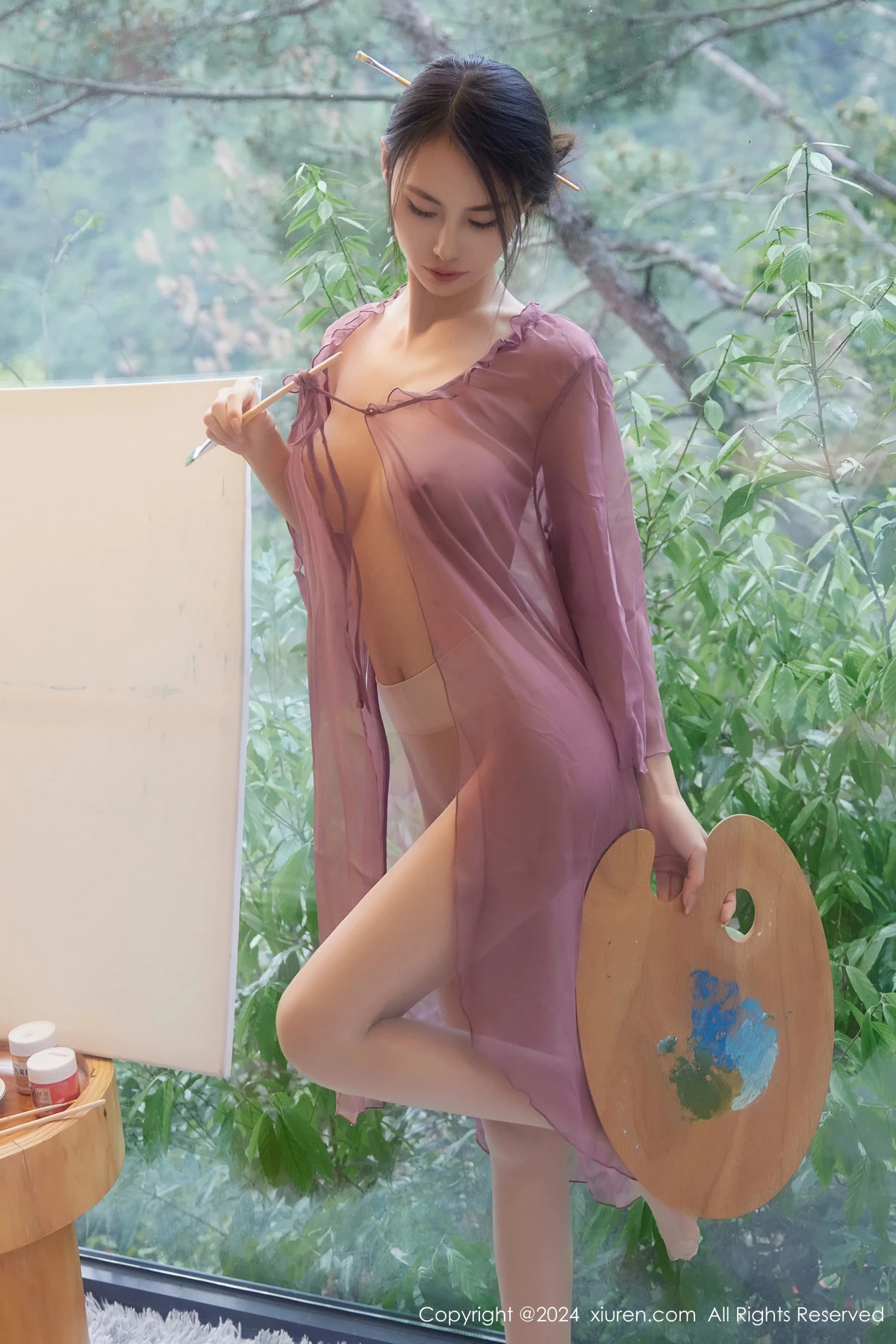 [[XiuRen秀人网]秀人网]No.8687_模特Lingyu69性感紫色轻透连衣裙配白丝袜秀丰腴身材诱惑写真86P