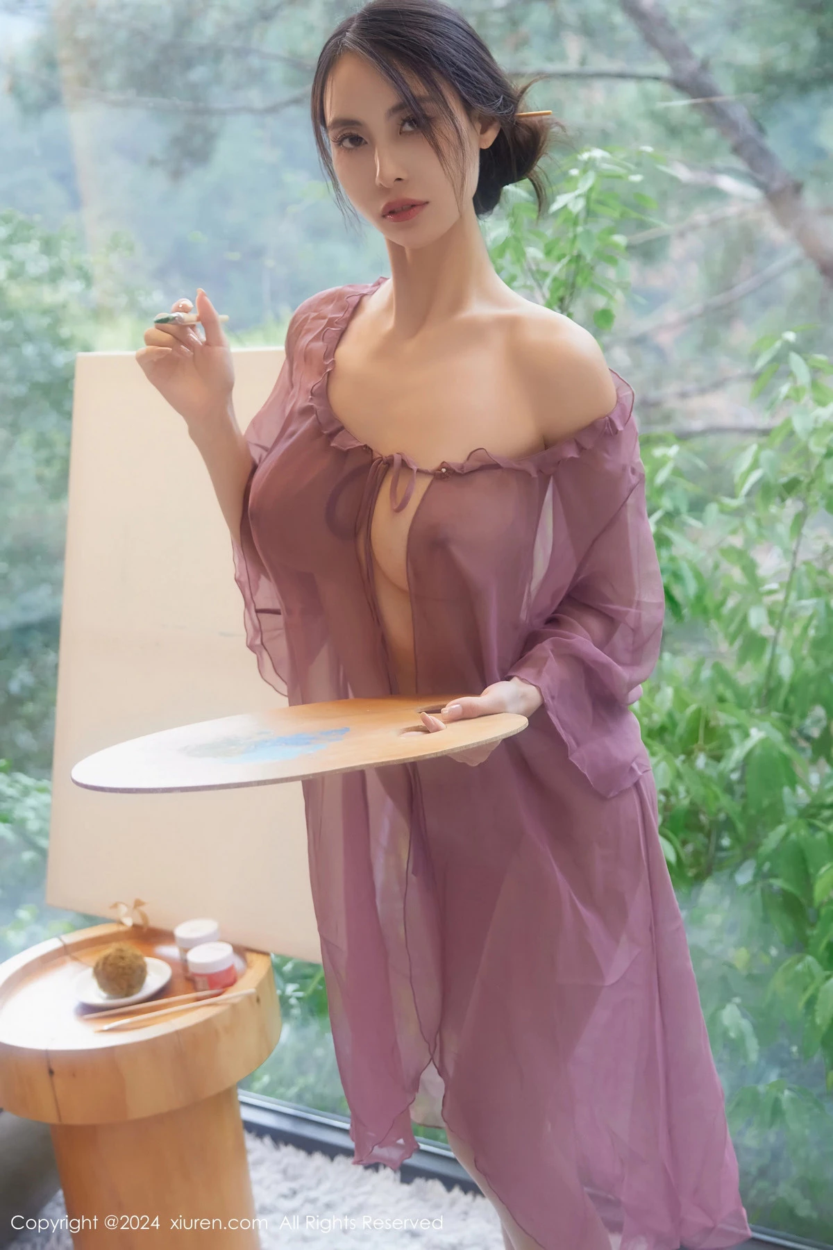 [[XiuRen秀人网]秀人网]No.8687_模特Lingyu69性感紫色轻透连衣裙配白丝袜秀丰腴身材诱惑写真86P