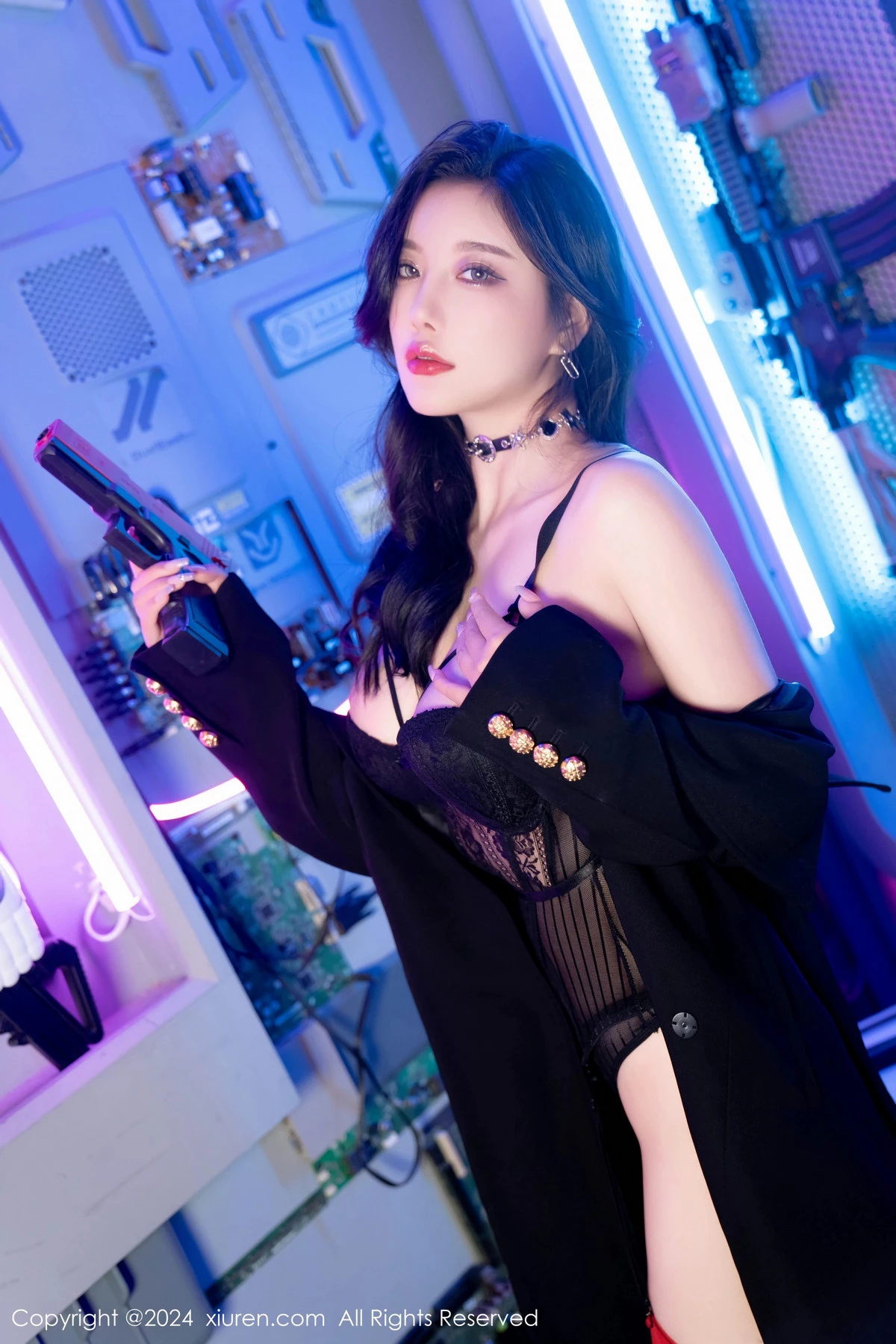 [[XiuRen秀人网]秀人网]No.8776_女神杨晨晨Yome黑色渔网连体衣+黑色情趣蕾丝内衣惹火诱惑写真90P