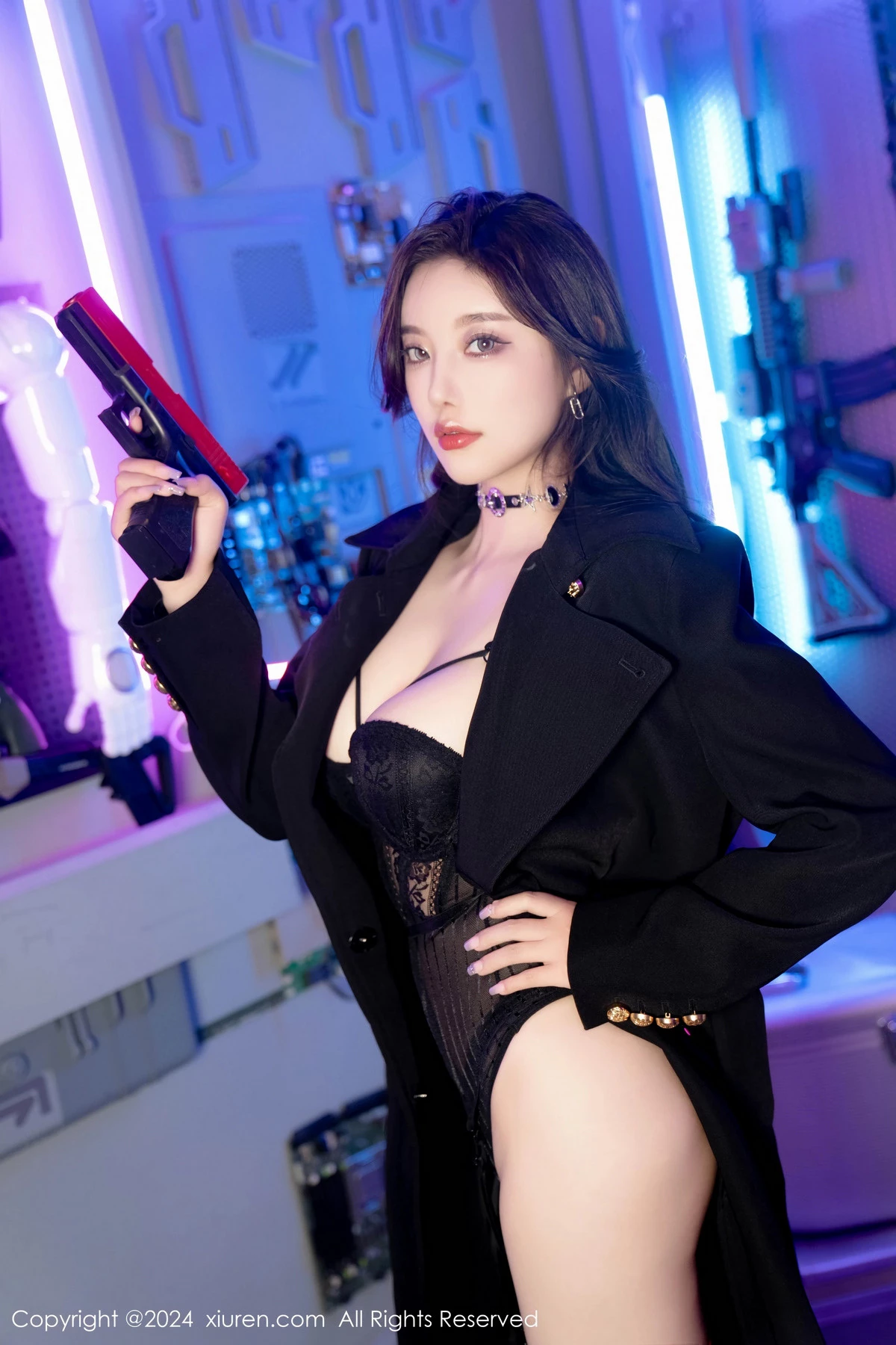 [[XiuRen秀人网]秀人网]No.8776_女神杨晨晨Yome黑色渔网连体衣+黑色情趣蕾丝内衣惹火诱惑写真90P