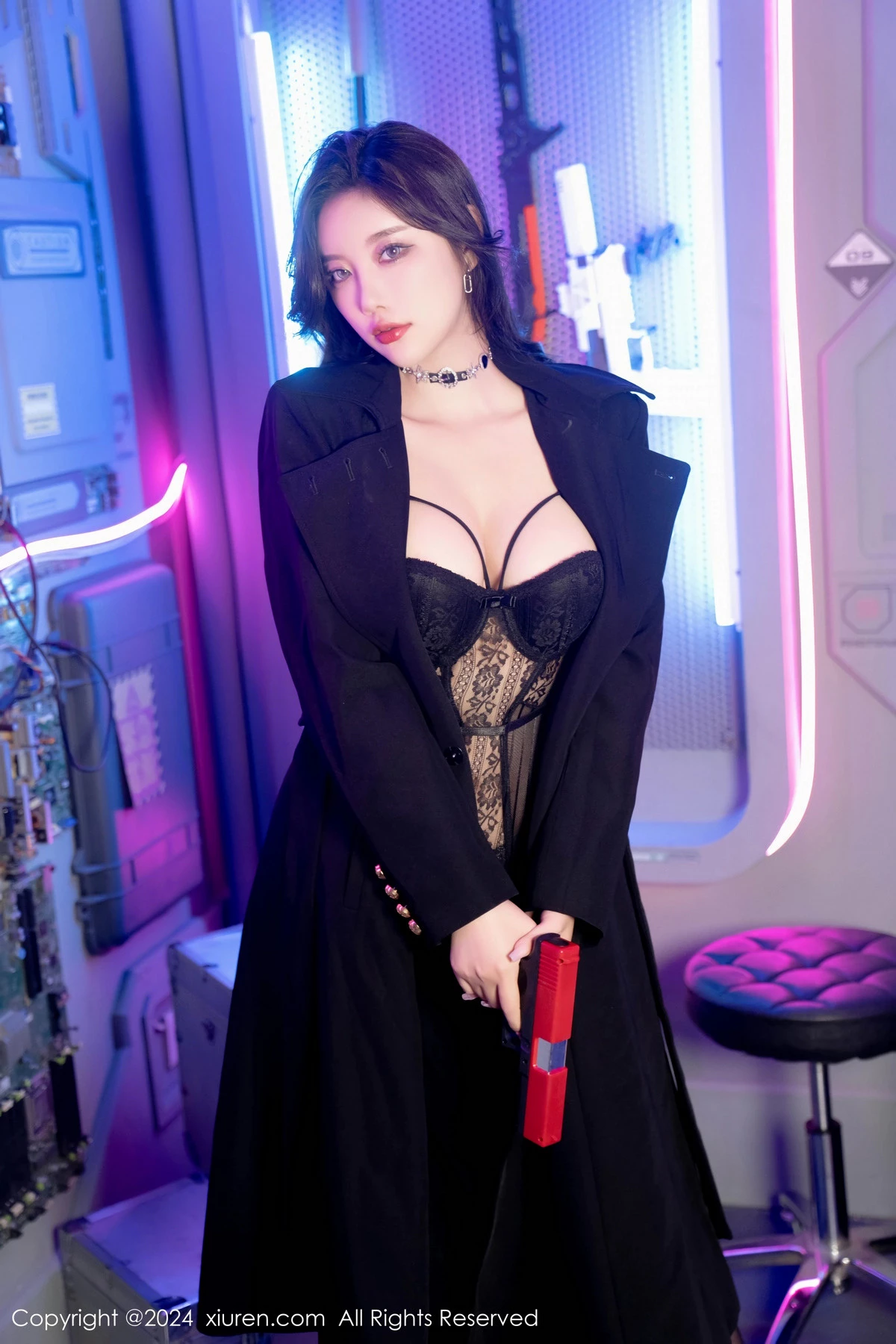 [[XiuRen秀人网]秀人网]No.8776_女神杨晨晨Yome黑色渔网连体衣+黑色情趣蕾丝内衣惹火诱惑写真90P