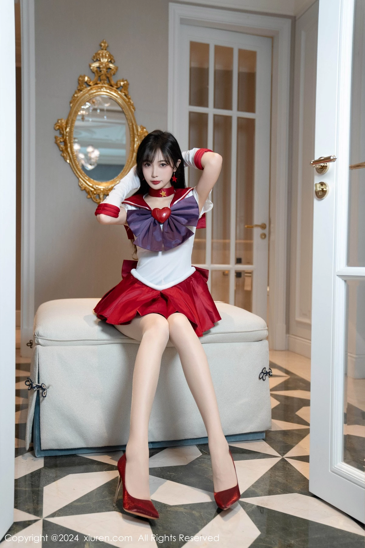 [[XiuRen秀人网]秀人网]No.8800_模特林星阑性感白色上衣配红短裙露超薄肉丝秀曼妙身姿诱惑写真80P