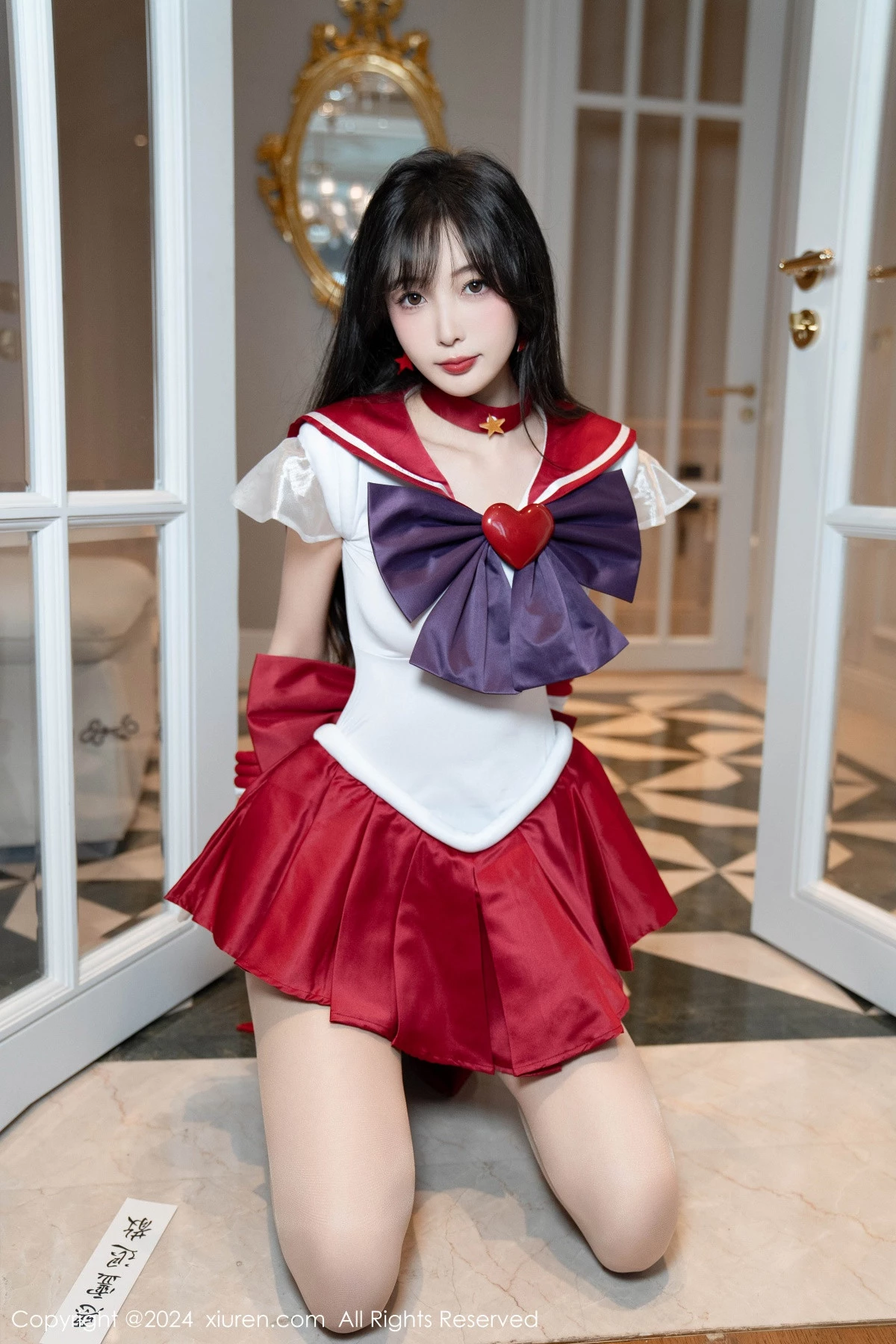 [[XiuRen秀人网]秀人网]No.8800_模特林星阑性感白色上衣配红短裙露超薄肉丝秀曼妙身姿诱惑写真80P