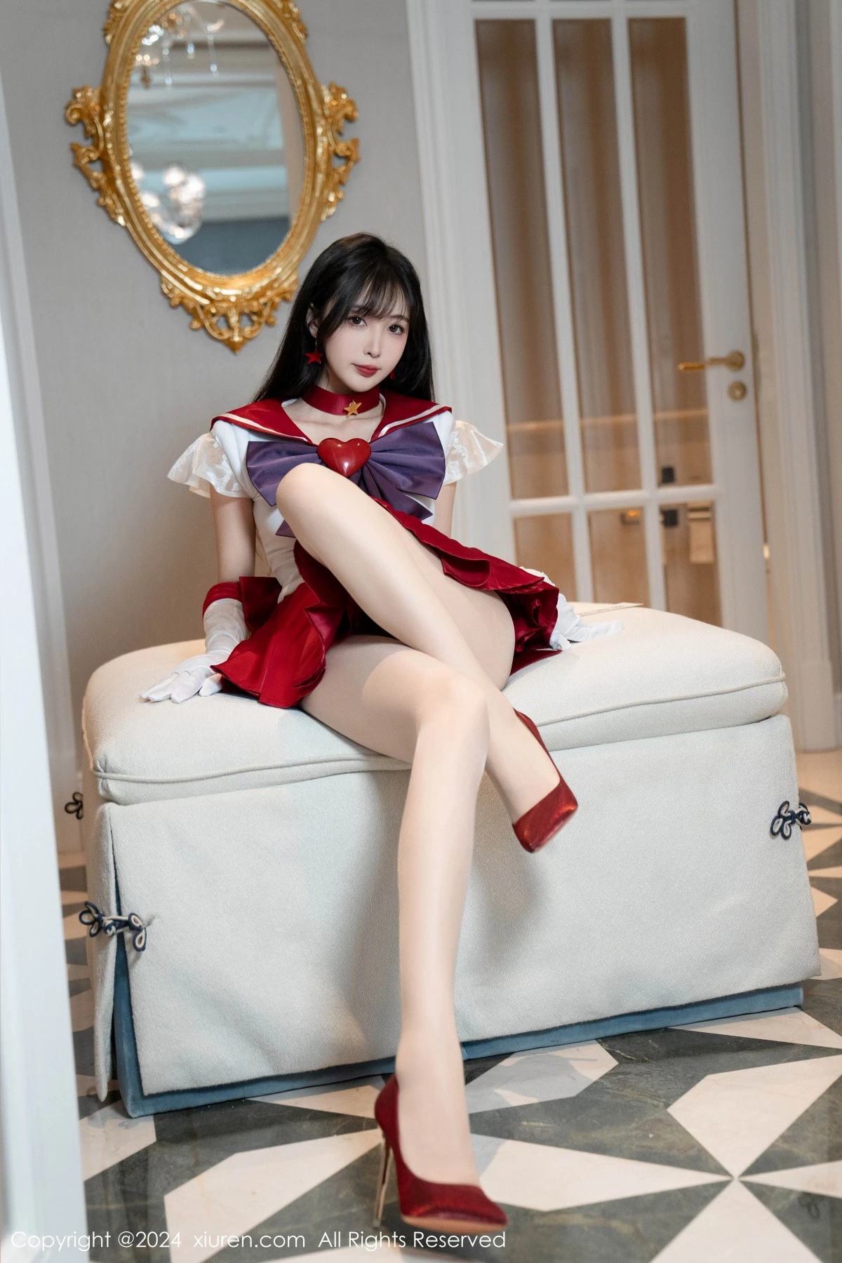 [[XiuRen秀人网]秀人网]No.8800_模特林星阑性感白色上衣配红短裙露超薄肉丝秀曼妙身姿诱惑写真80P