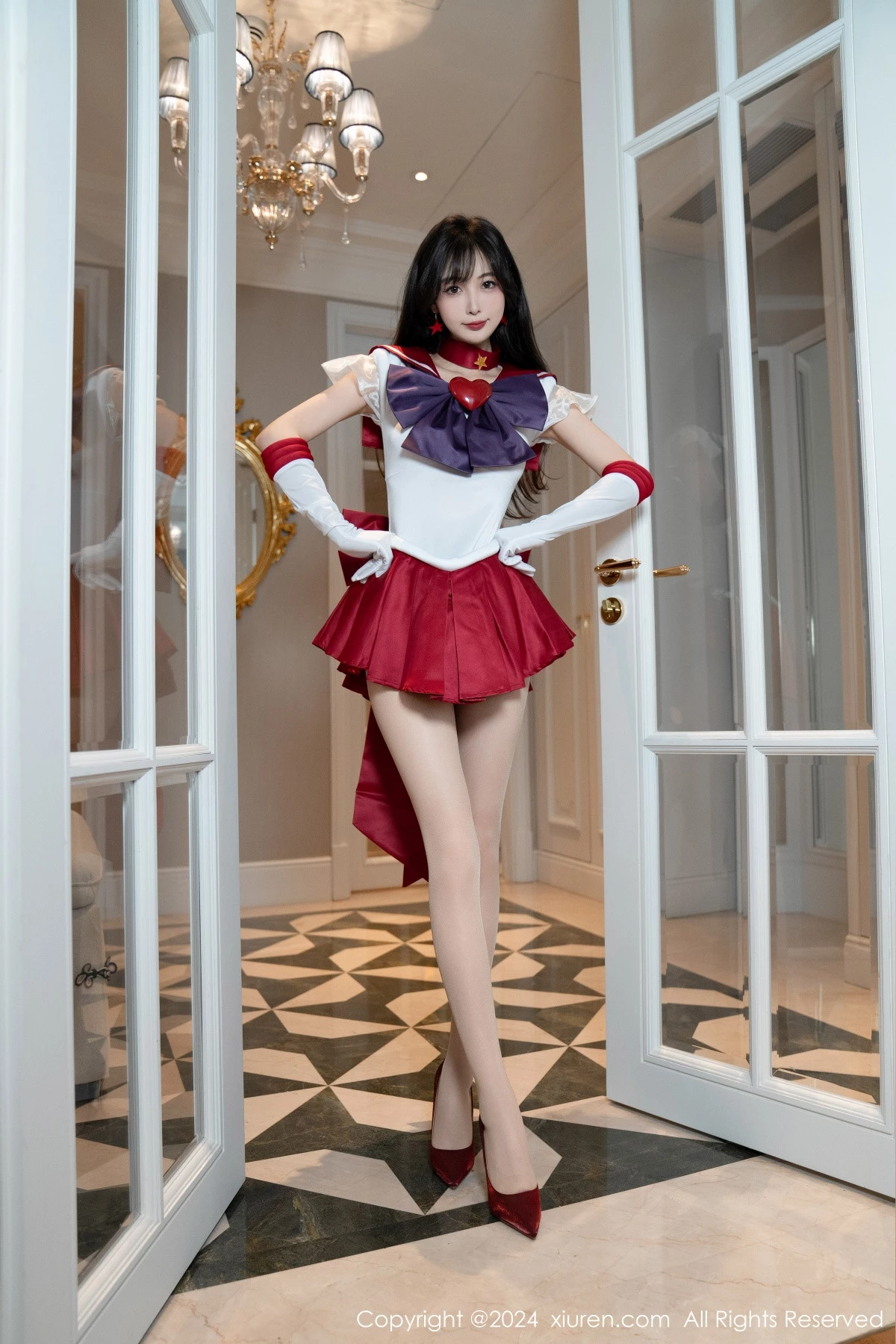 [[XiuRen秀人网]秀人网]No.8800_模特林星阑性感白色上衣配红短裙露超薄肉丝秀曼妙身姿诱惑写真80P