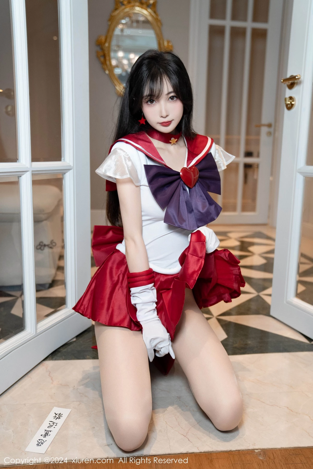 [[XiuRen秀人网]秀人网]No.8800_模特林星阑性感白色上衣配红短裙露超薄肉丝秀曼妙身姿诱惑写真80P