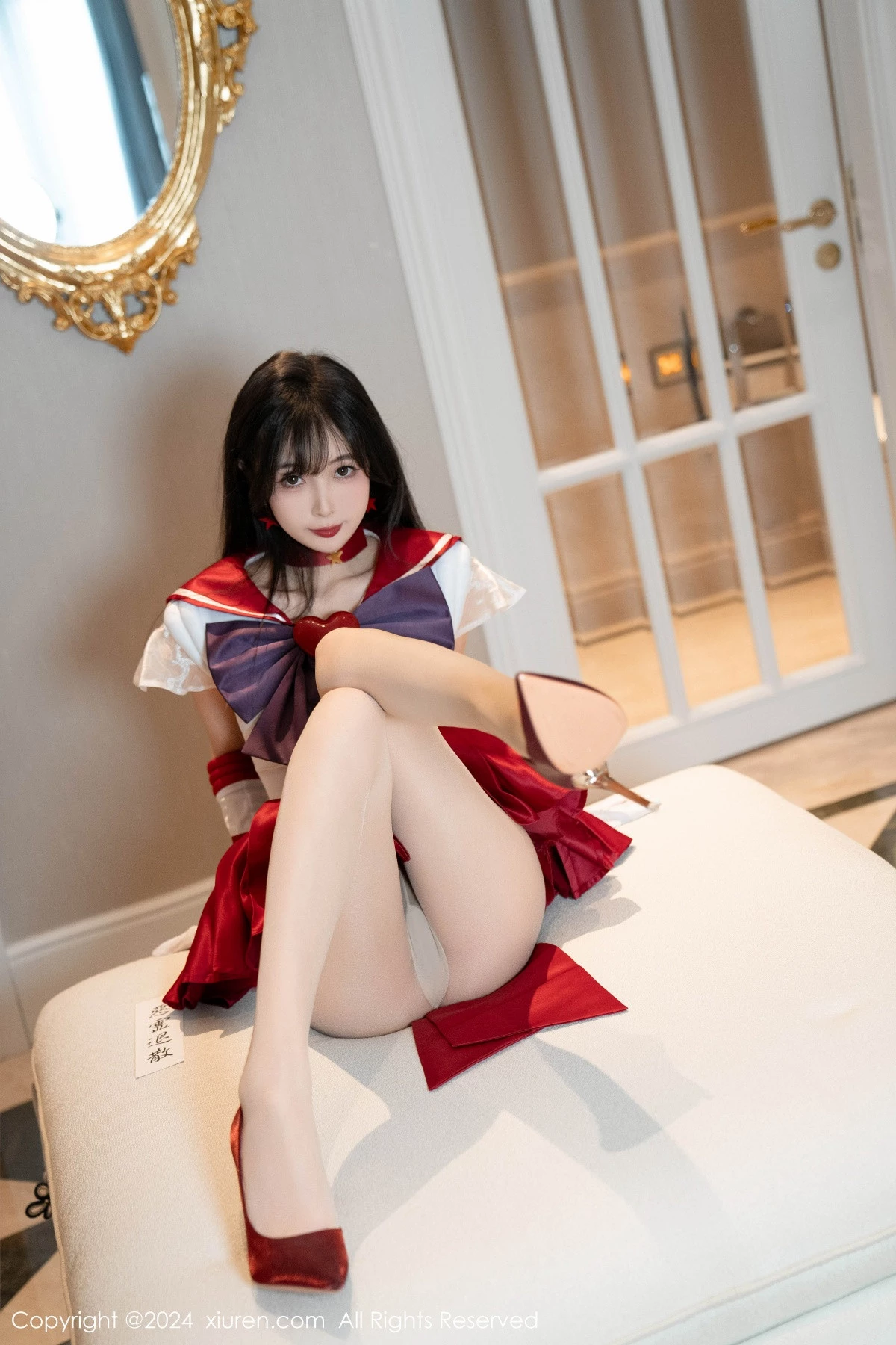 [[XiuRen秀人网]秀人网]No.8800_模特林星阑性感白色上衣配红短裙露超薄肉丝秀曼妙身姿诱惑写真80P