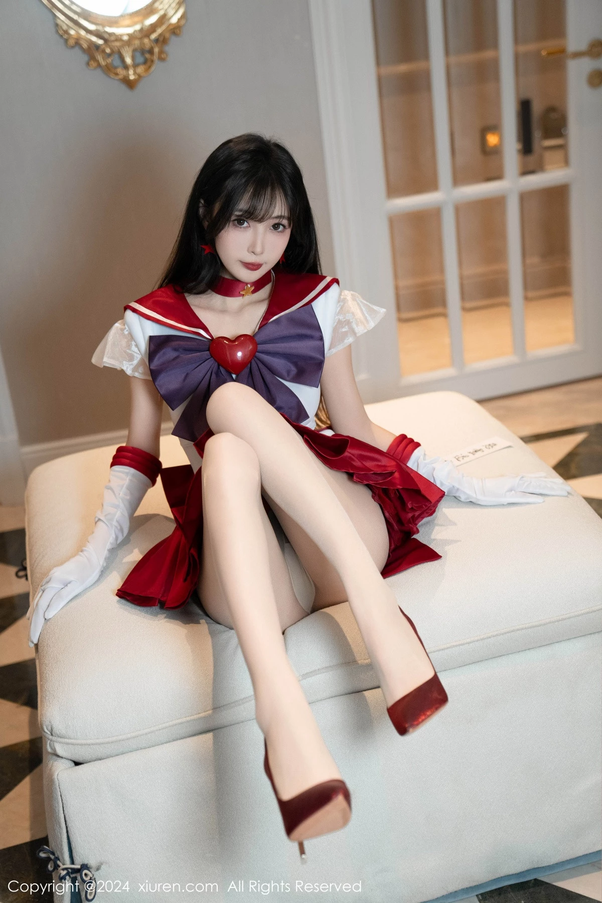 [[XiuRen秀人网]秀人网]No.8800_模特林星阑性感白色上衣配红短裙露超薄肉丝秀曼妙身姿诱惑写真80P