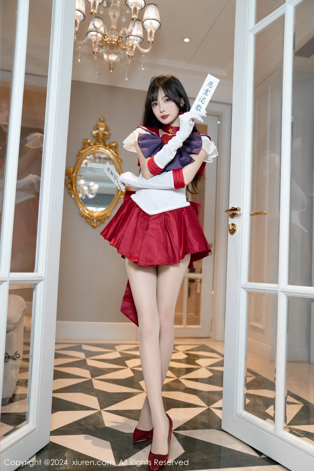 [[XiuRen秀人网]秀人网]No.8800_模特林星阑性感白色上衣配红短裙露超薄肉丝秀曼妙身姿诱惑写真80P