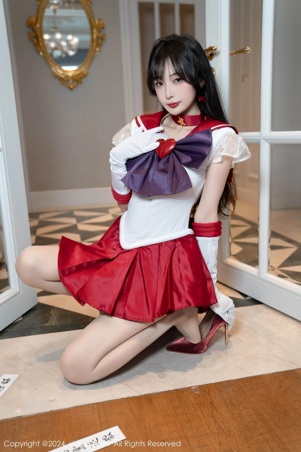 [[XiuRen秀人网]秀人网]No.8800_模特林星阑性感白色上衣配红短裙露超薄肉丝秀曼妙身姿诱惑写真80P