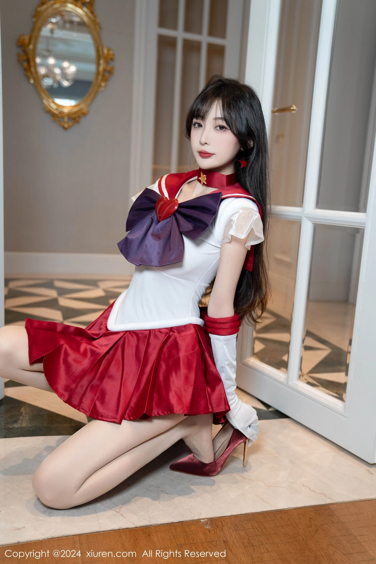 [[XiuRen秀人网]秀人网]No.8800_模特林星阑性感白色上衣配红短裙露超薄肉丝秀曼妙身姿诱惑写真80P