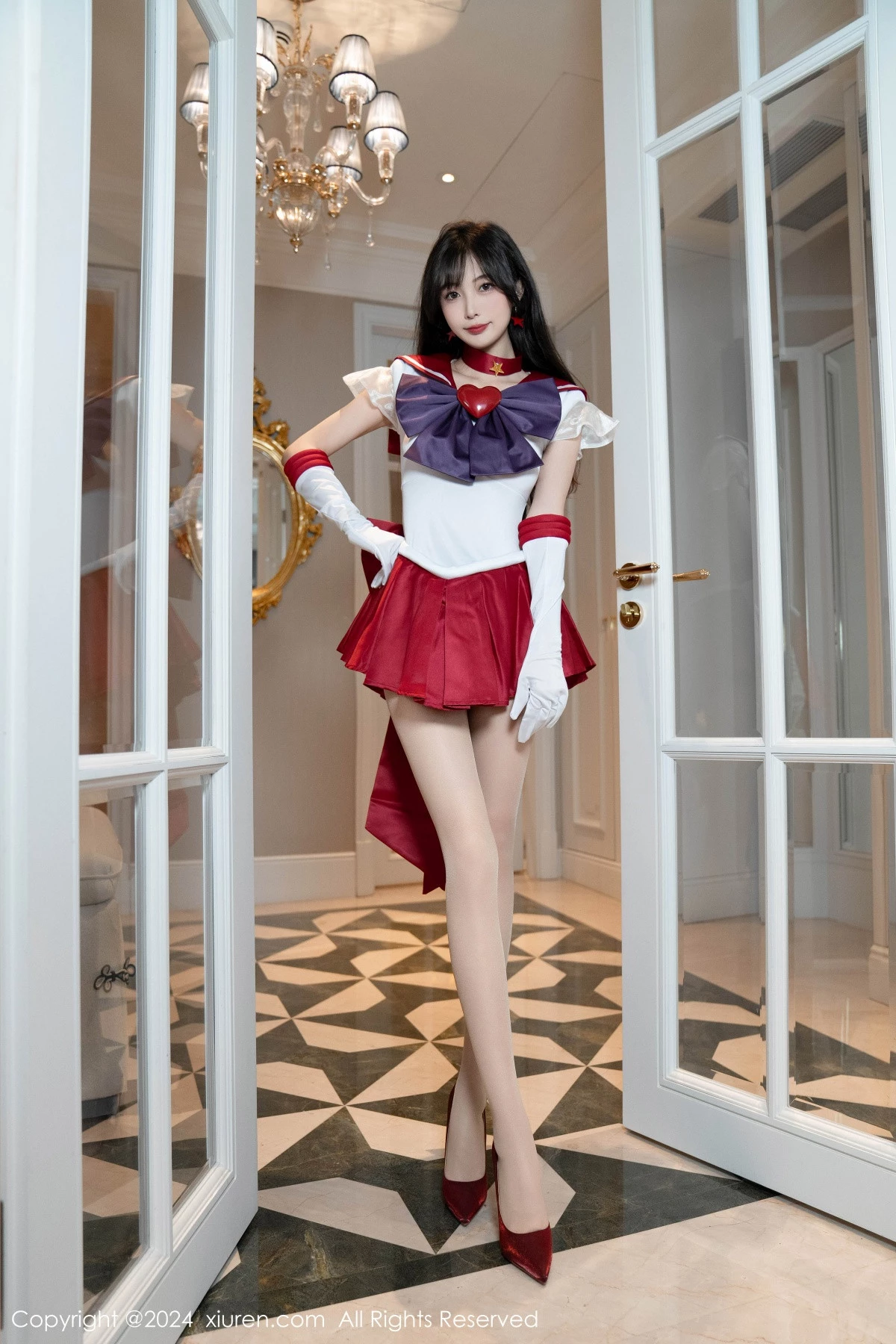 [[XiuRen秀人网]秀人网]No.8800_模特林星阑性感白色上衣配红短裙露超薄肉丝秀曼妙身姿诱惑写真80P