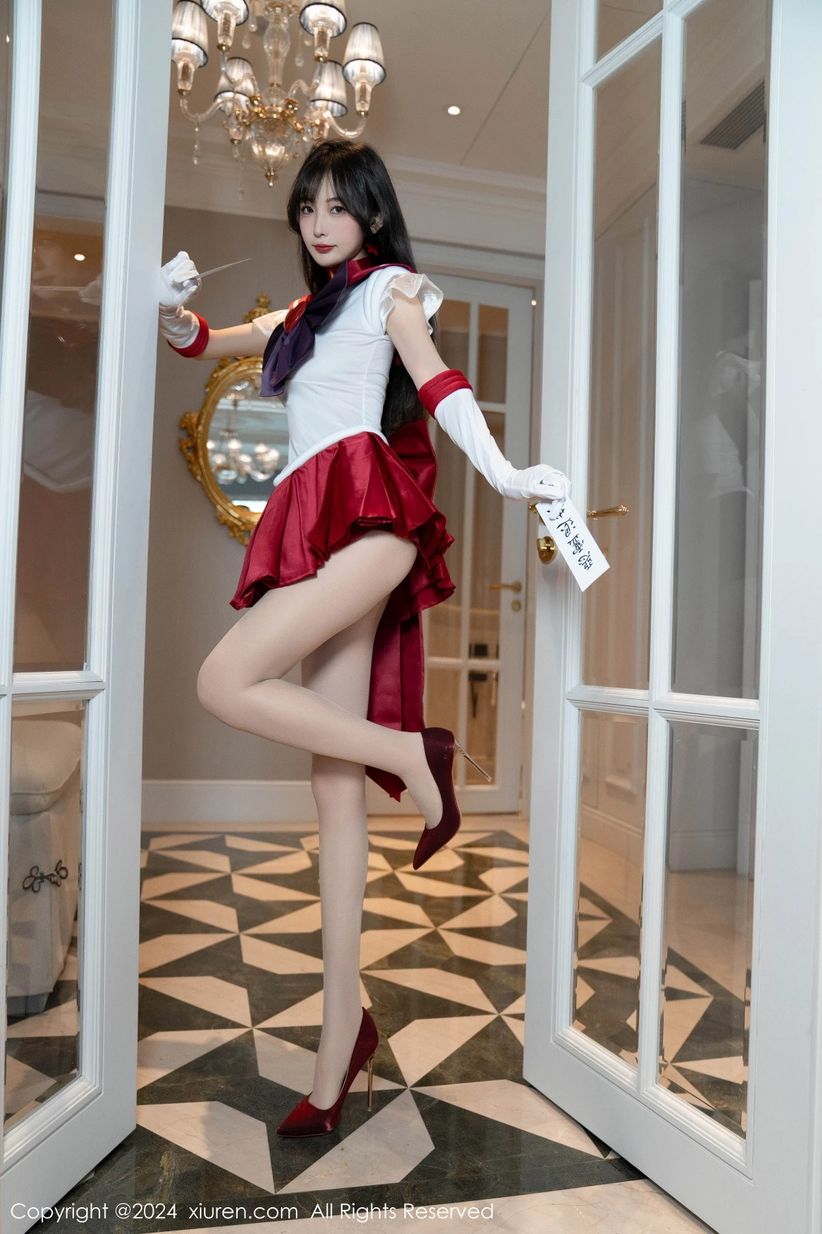 [[XiuRen秀人网]秀人网]No.8800_模特林星阑性感白色上衣配红短裙露超薄肉丝秀曼妙身姿诱惑写真80P