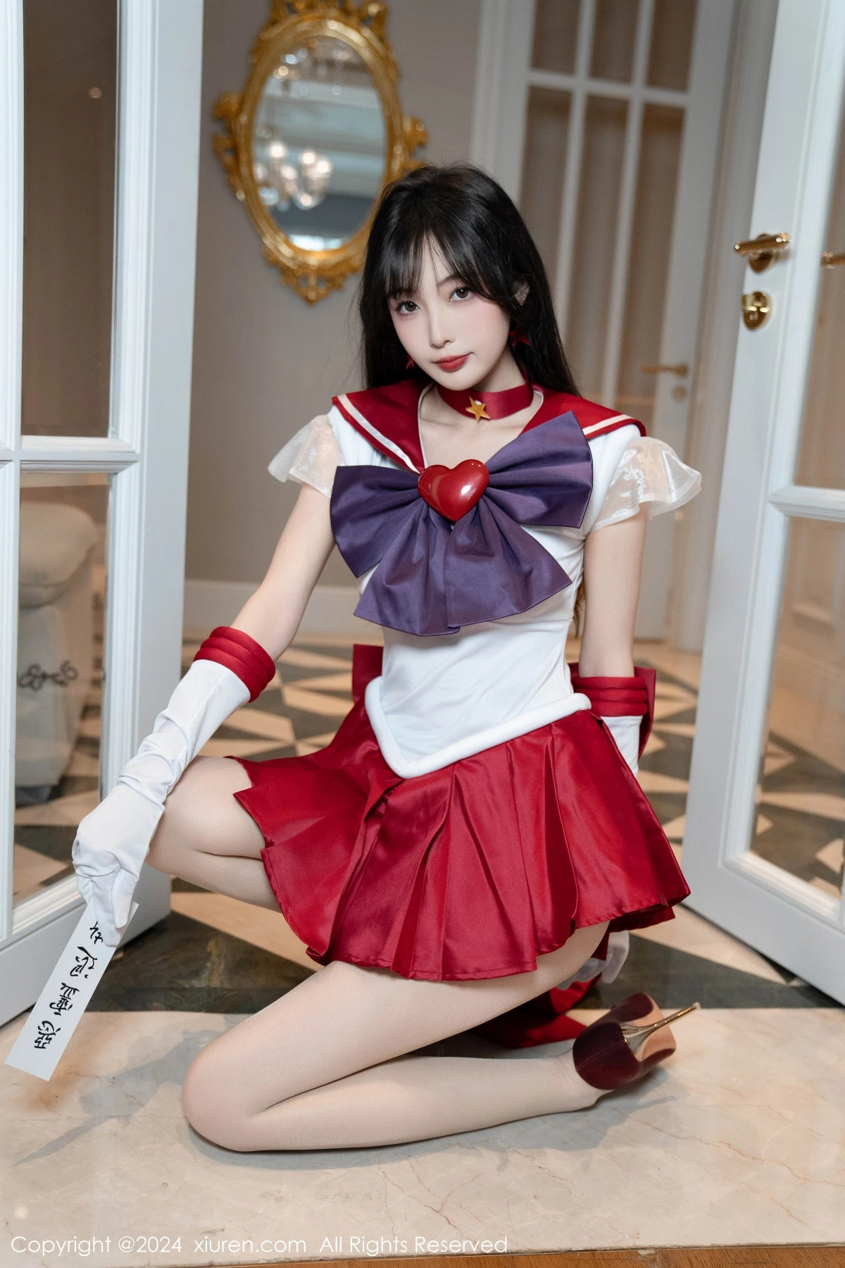 [[XiuRen秀人网]秀人网]No.8800_模特林星阑性感白色上衣配红短裙露超薄肉丝秀曼妙身姿诱惑写真80P