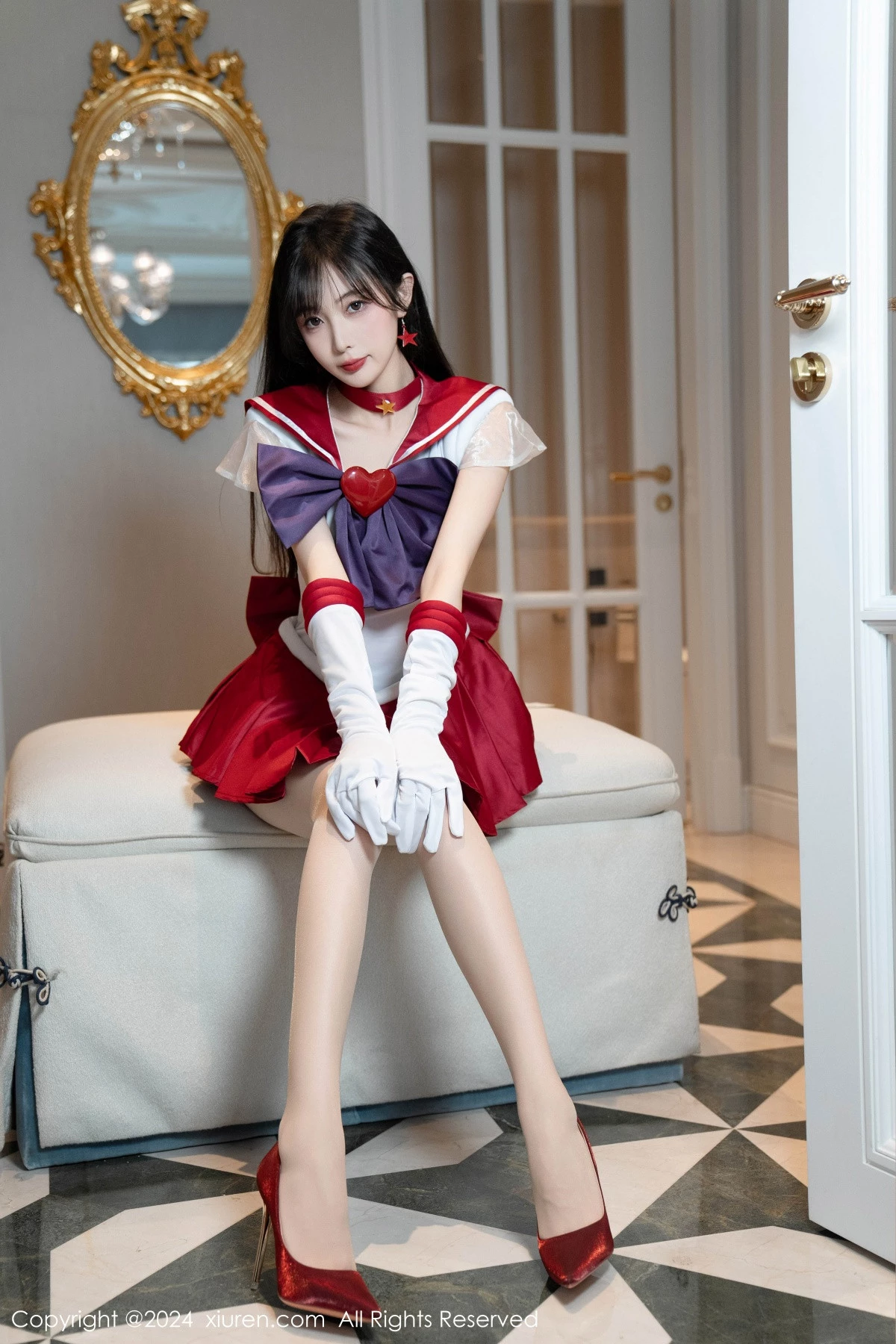 [[XiuRen秀人网]秀人网]No.8800_模特林星阑性感白色上衣配红短裙露超薄肉丝秀曼妙身姿诱惑写真80P