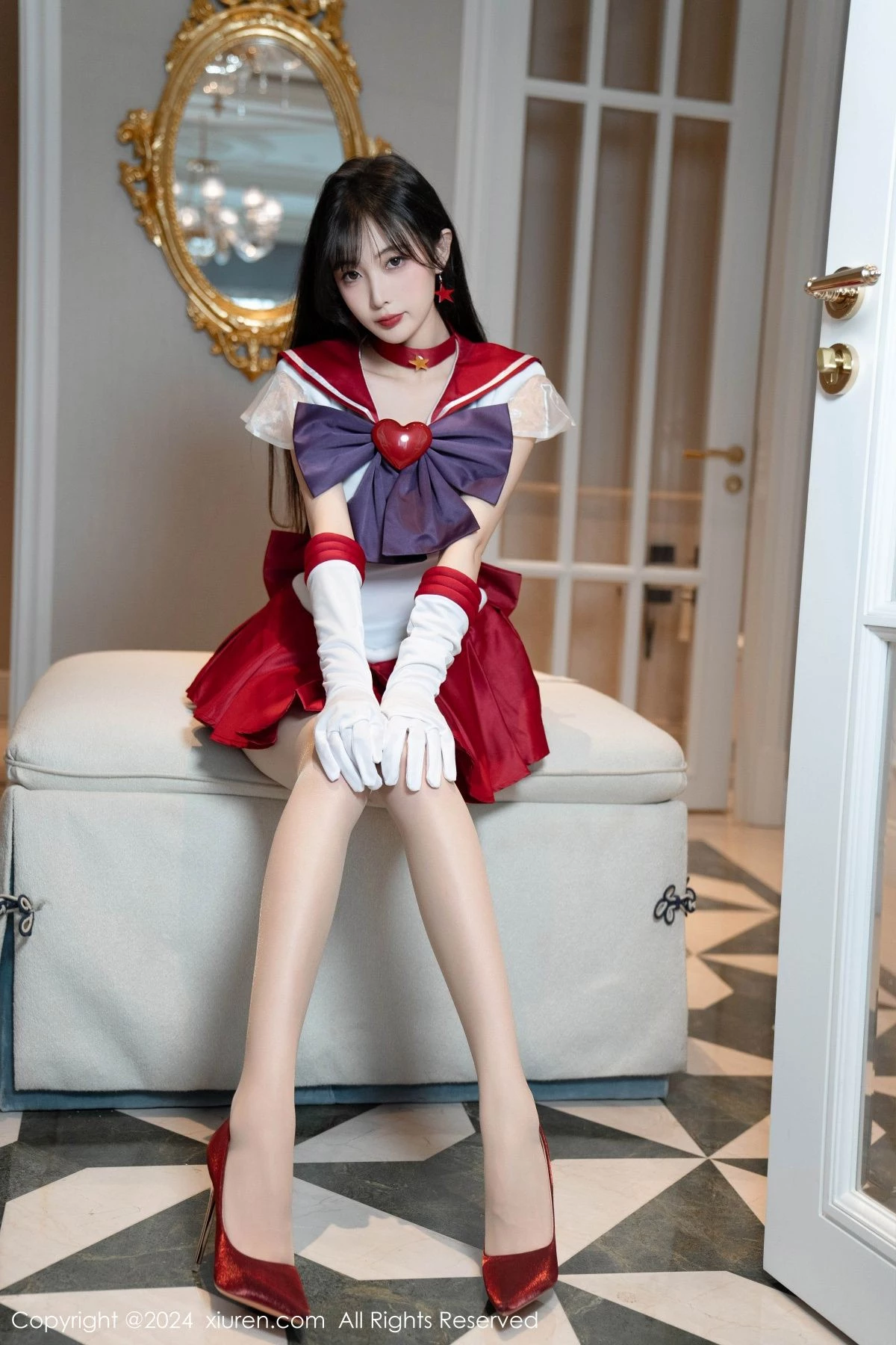 [[XiuRen秀人网]秀人网]No.8800_模特林星阑性感白色上衣配红短裙露超薄肉丝秀曼妙身姿诱惑写真80P