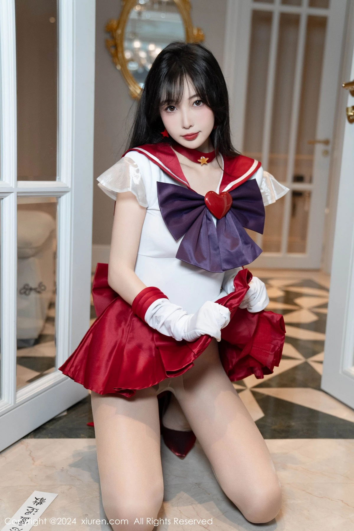 [[XiuRen秀人网]秀人网]No.8800_模特林星阑性感白色上衣配红短裙露超薄肉丝秀曼妙身姿诱惑写真80P